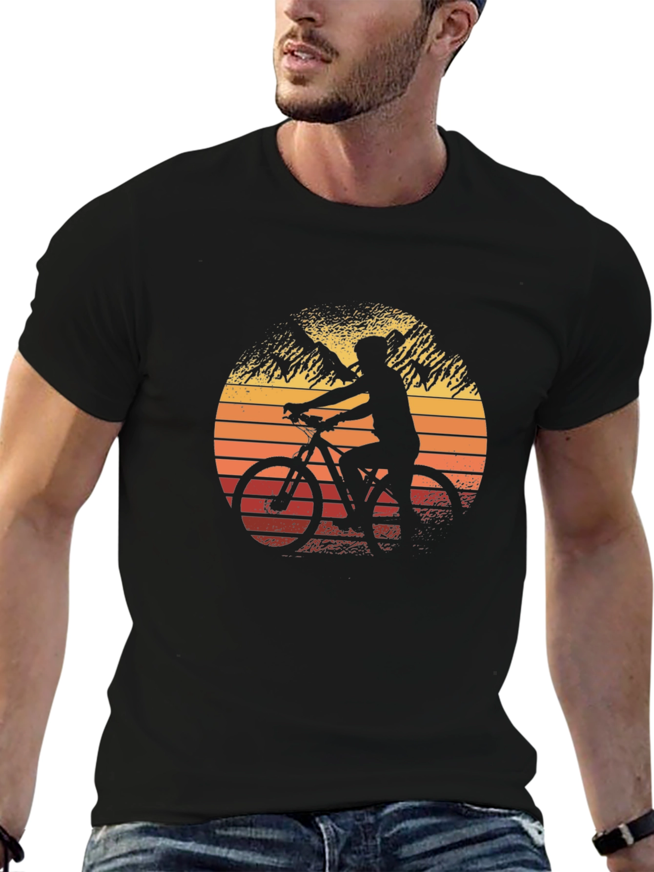 Mountain Biking Sunset Graphic Tee