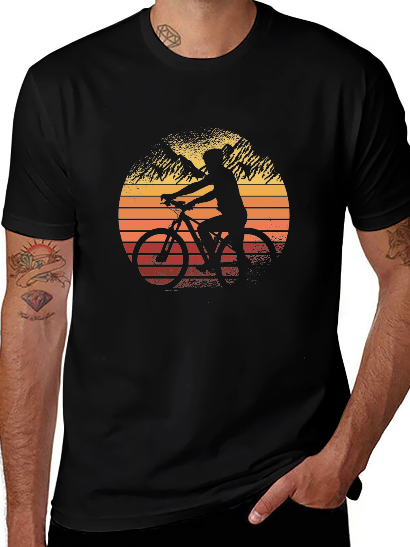 Mountain Biking Sunset Graphic Tee