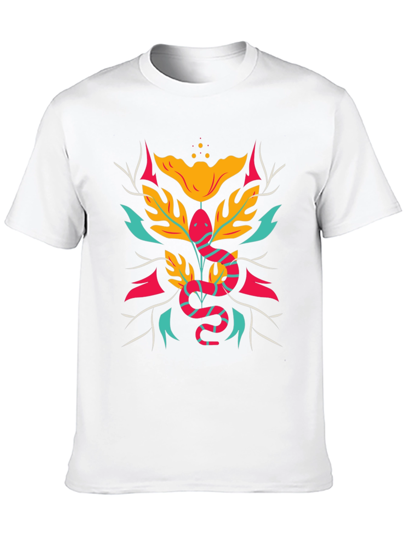Snake & Floral Graphic Tee - Bold Style