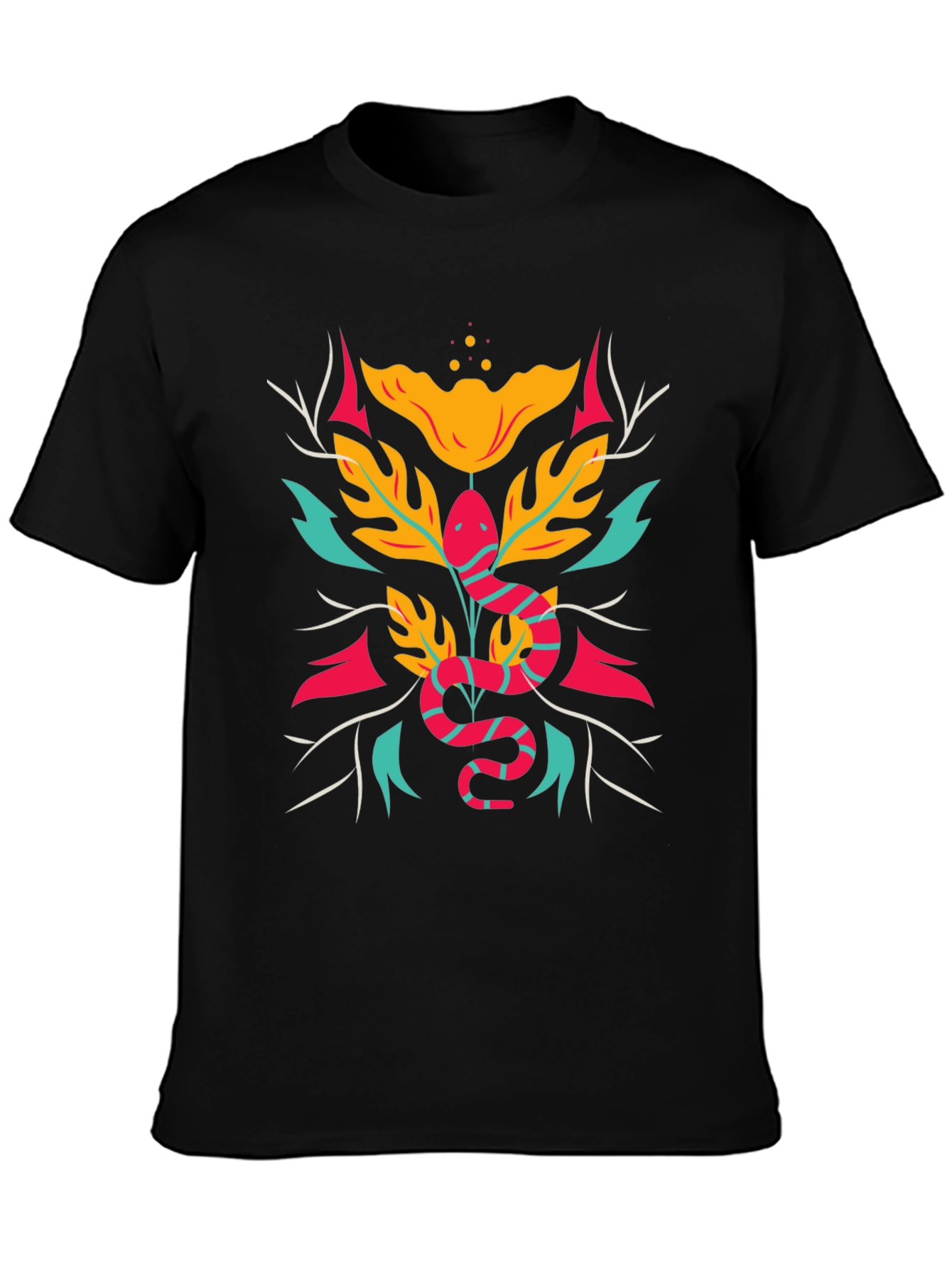 Snake & Floral Graphic Tee - Bold Style