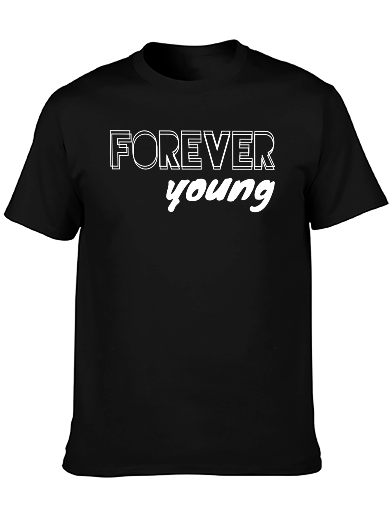 Forever Young Black Graphic Tee Shirt