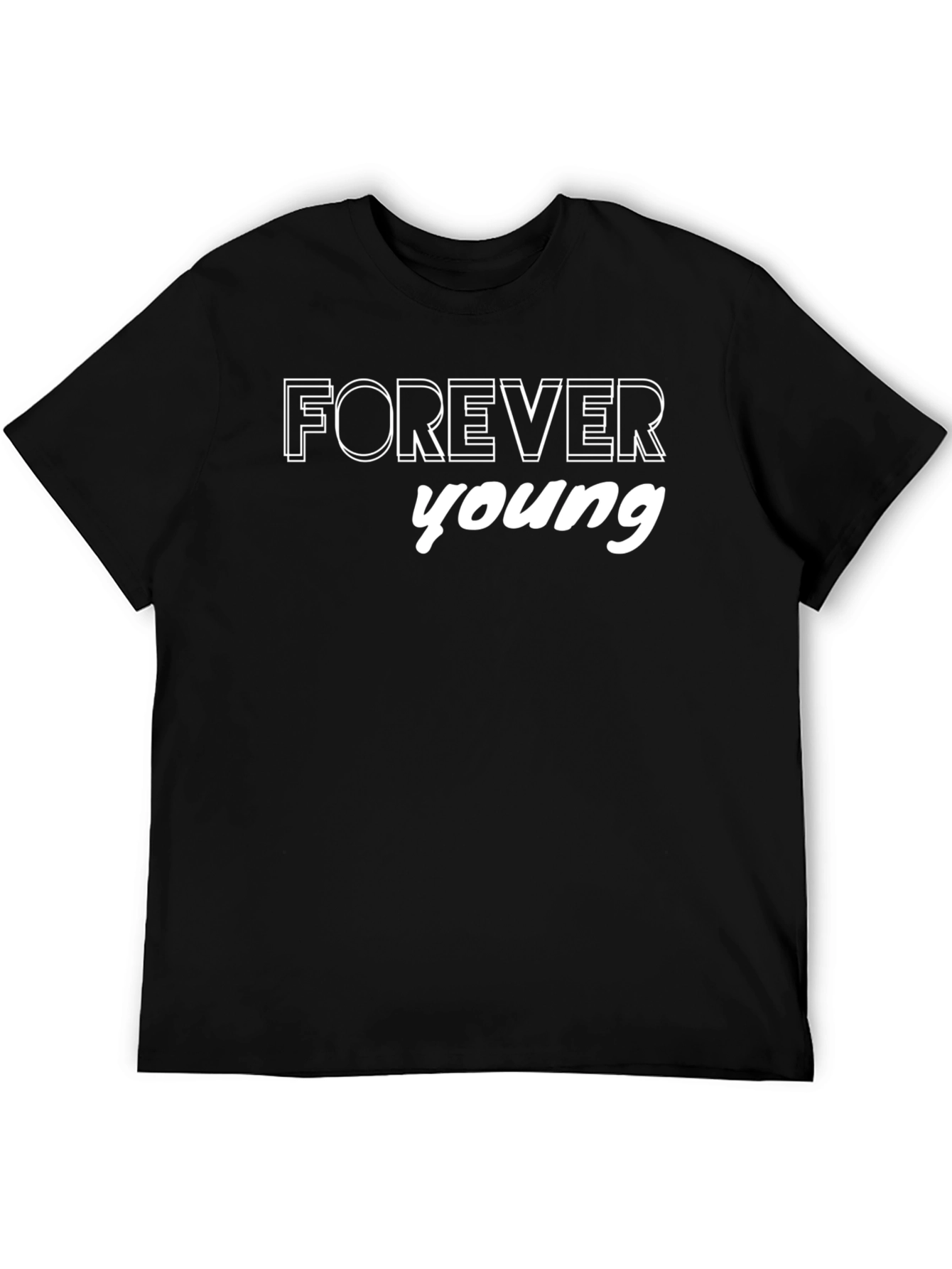 Forever Young Black Graphic Tee Shirt