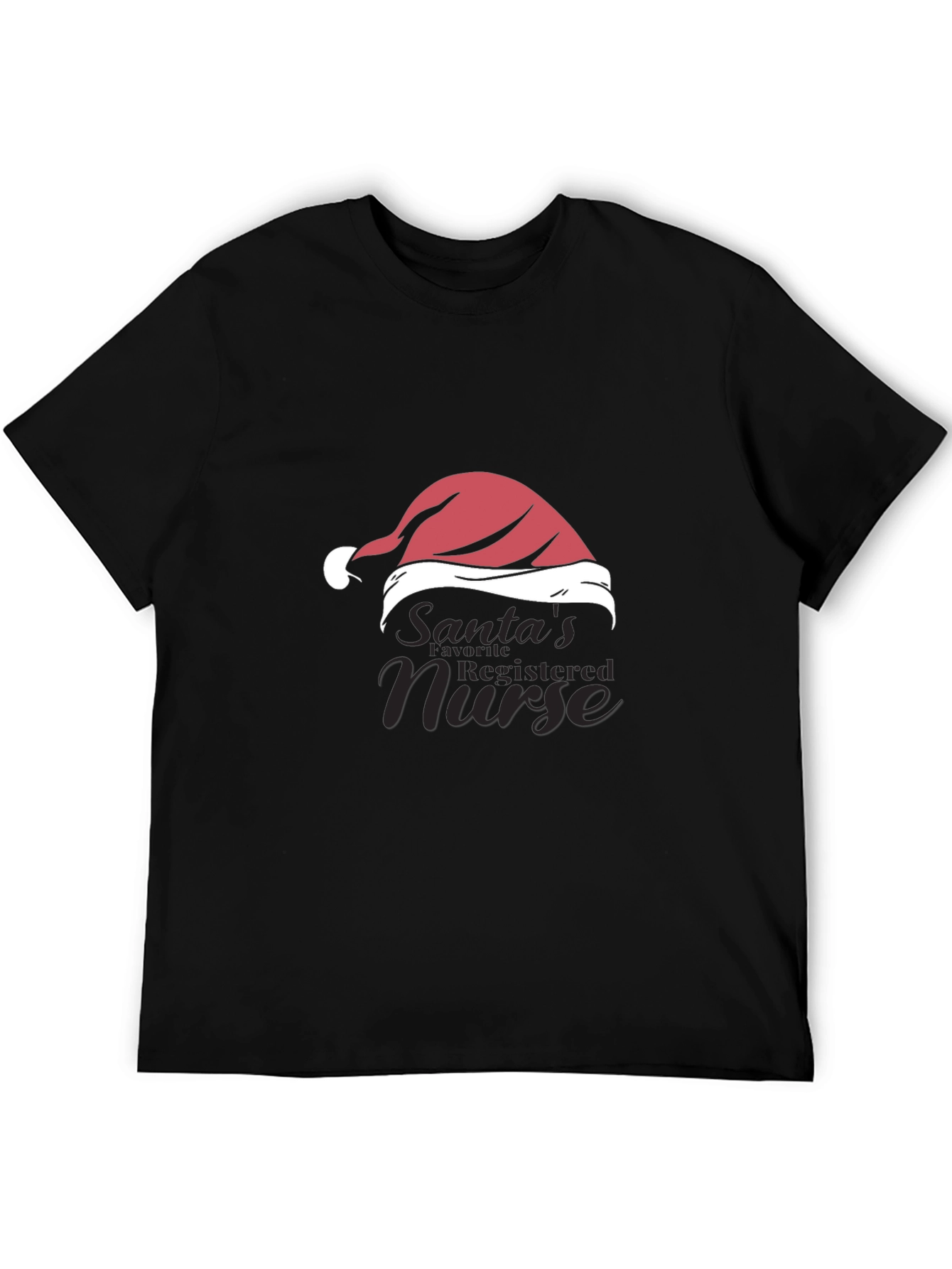 Santas Favorite Nurse Black T-Shirt