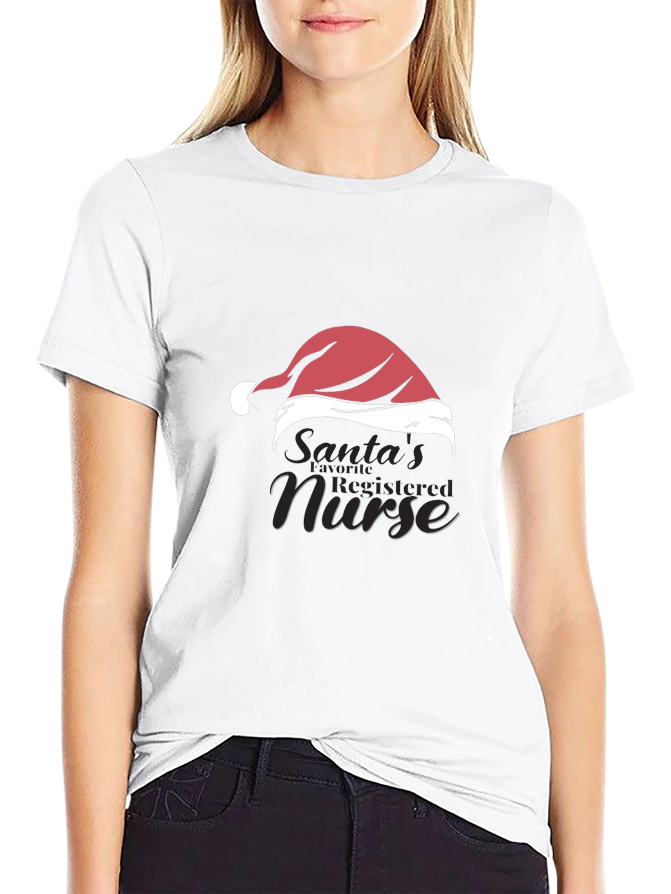 Santas Favorite Nurse Black T-Shirt