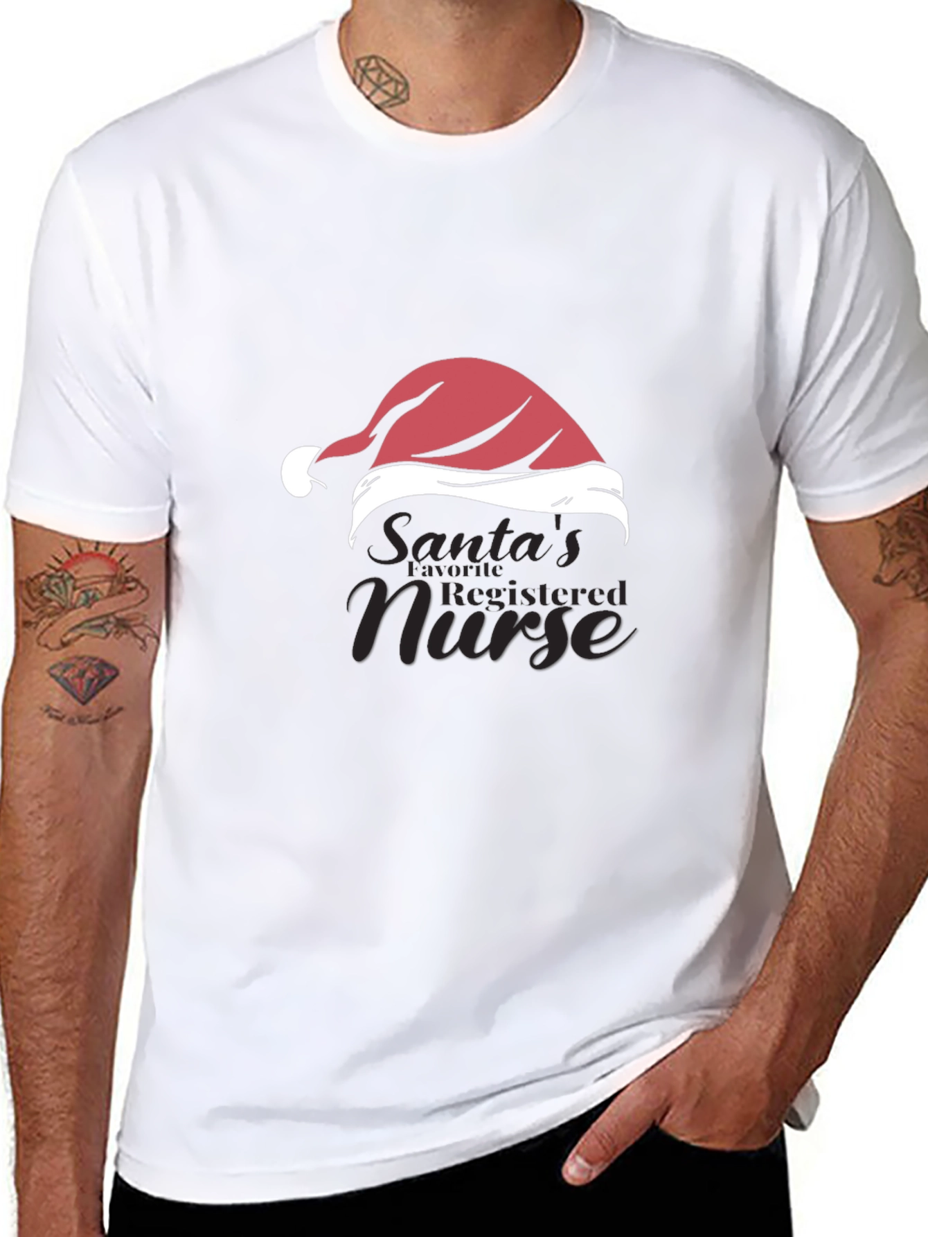 Santas Favorite Nurse Black T-Shirt
