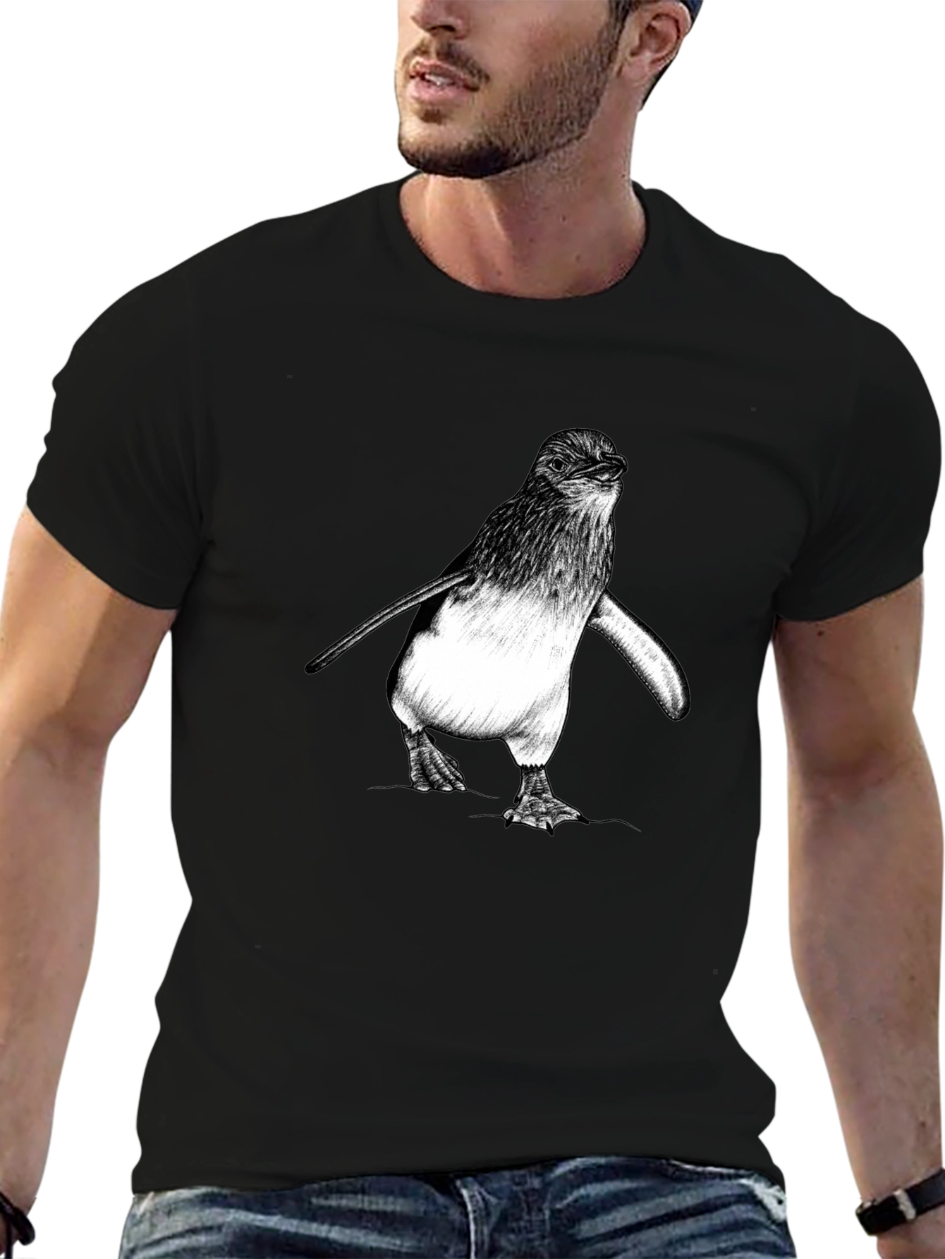 Penguin Graphic Tee - Black Cotton Comfort
