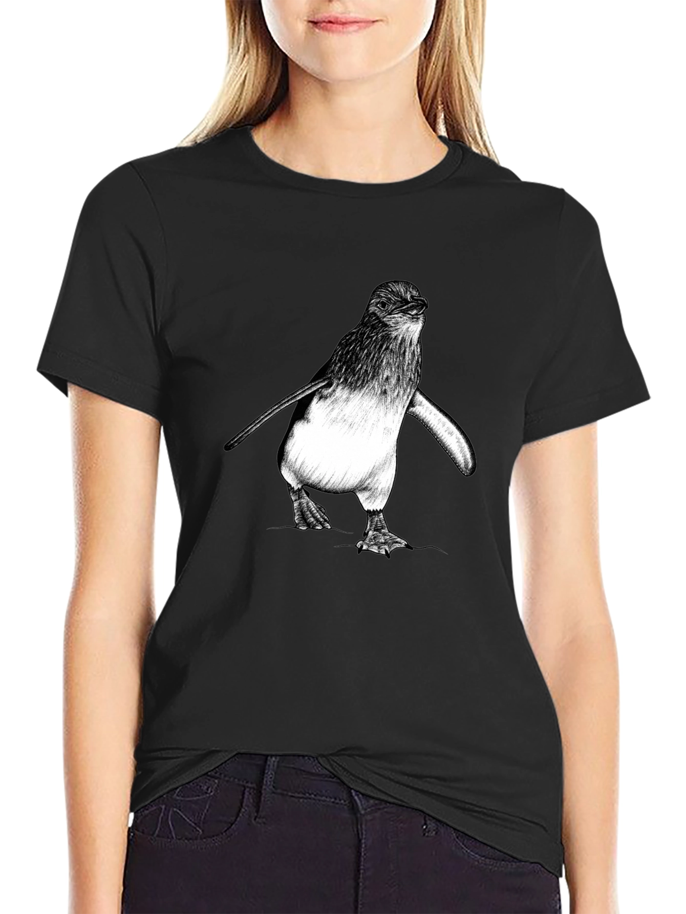 Penguin Graphic Tee - Black Cotton Comfort