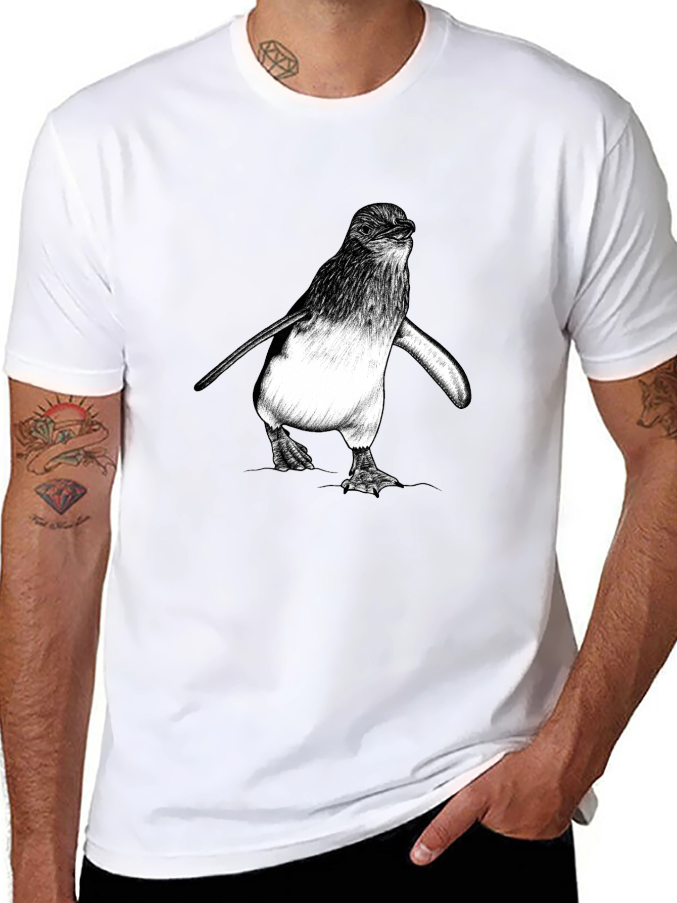Penguin Graphic Tee - Black Cotton Comfort