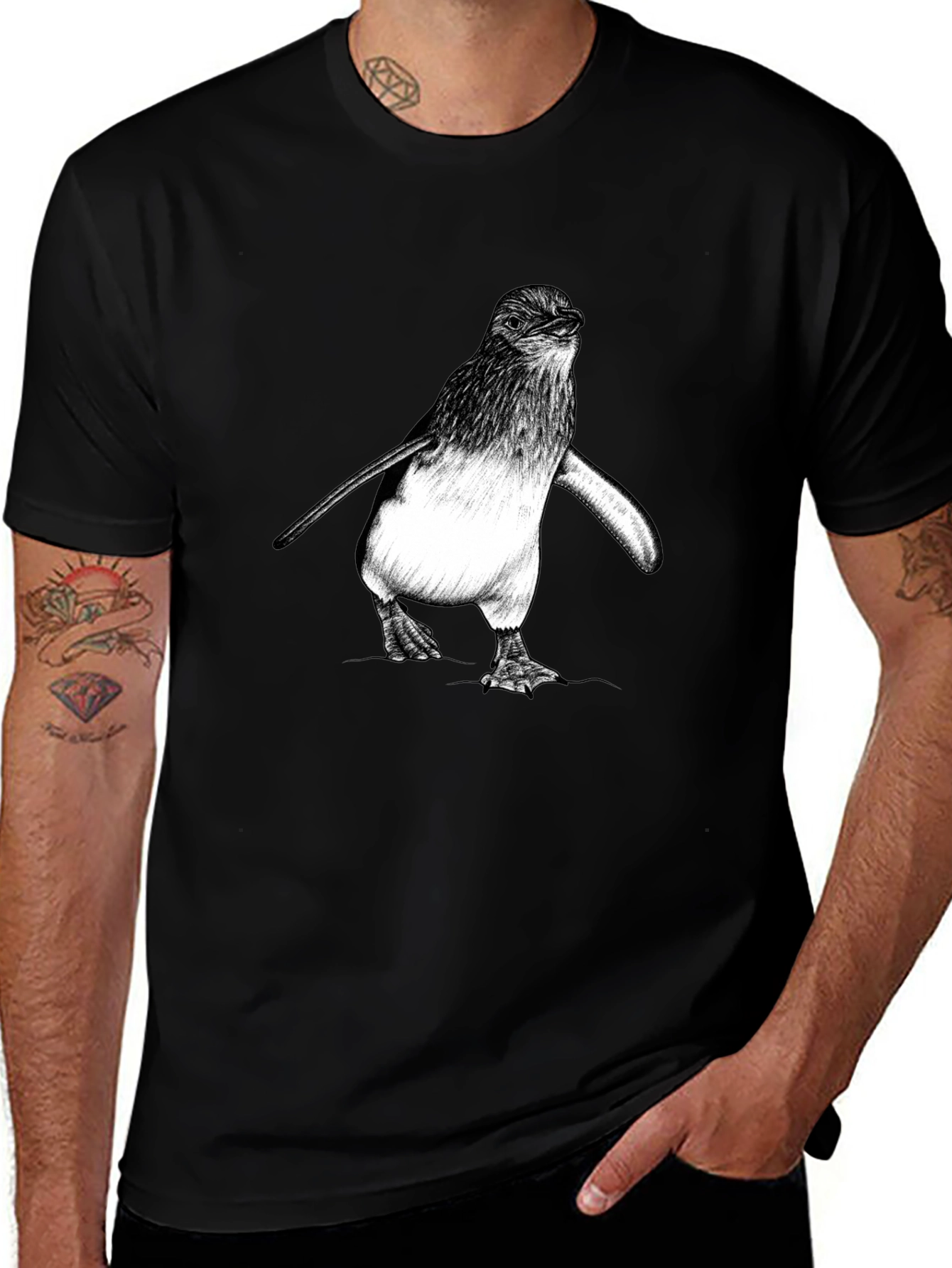 Penguin Graphic Tee - Black Cotton Comfort