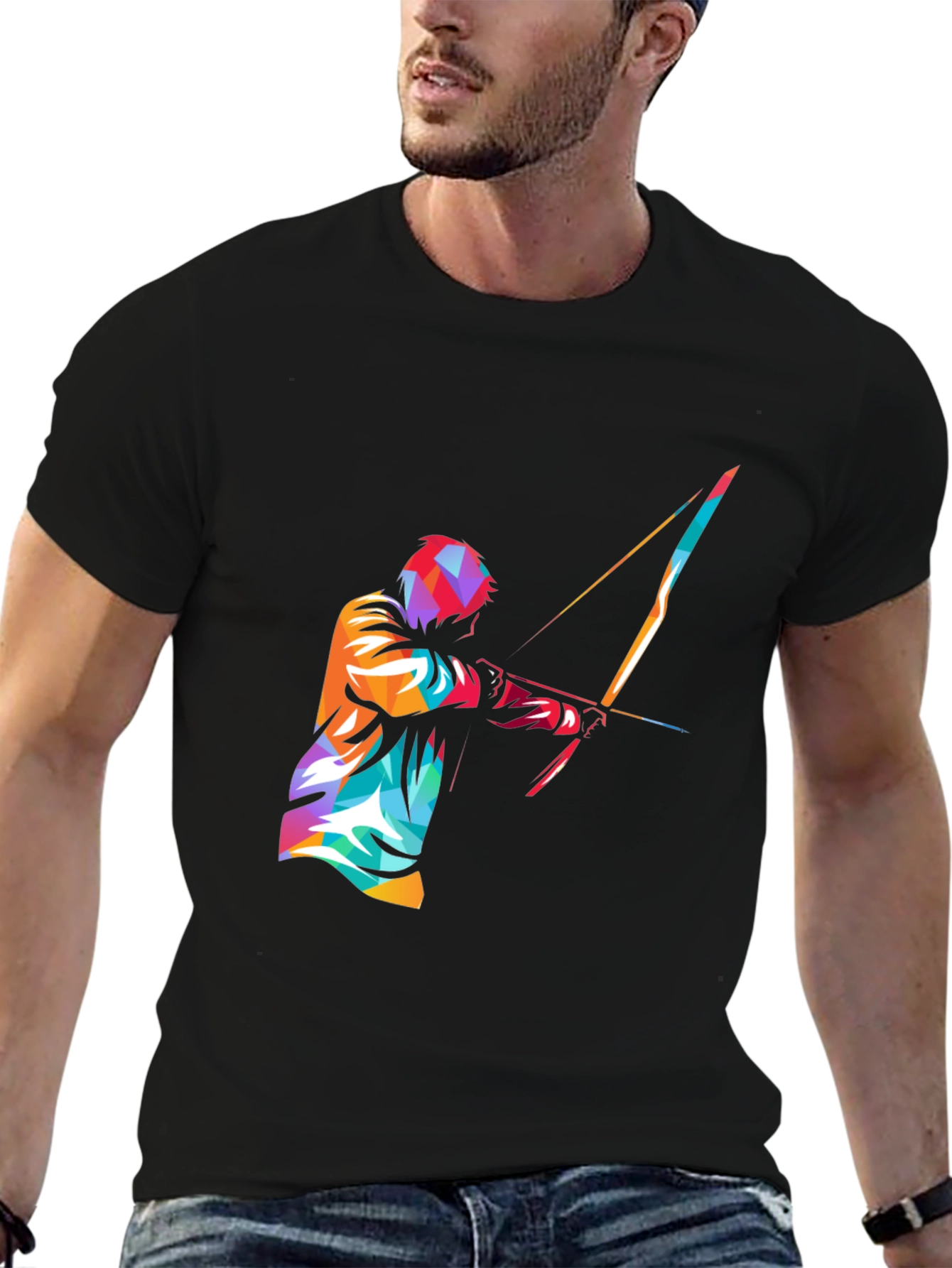 Mens Black Graphic Tee - Archery Design