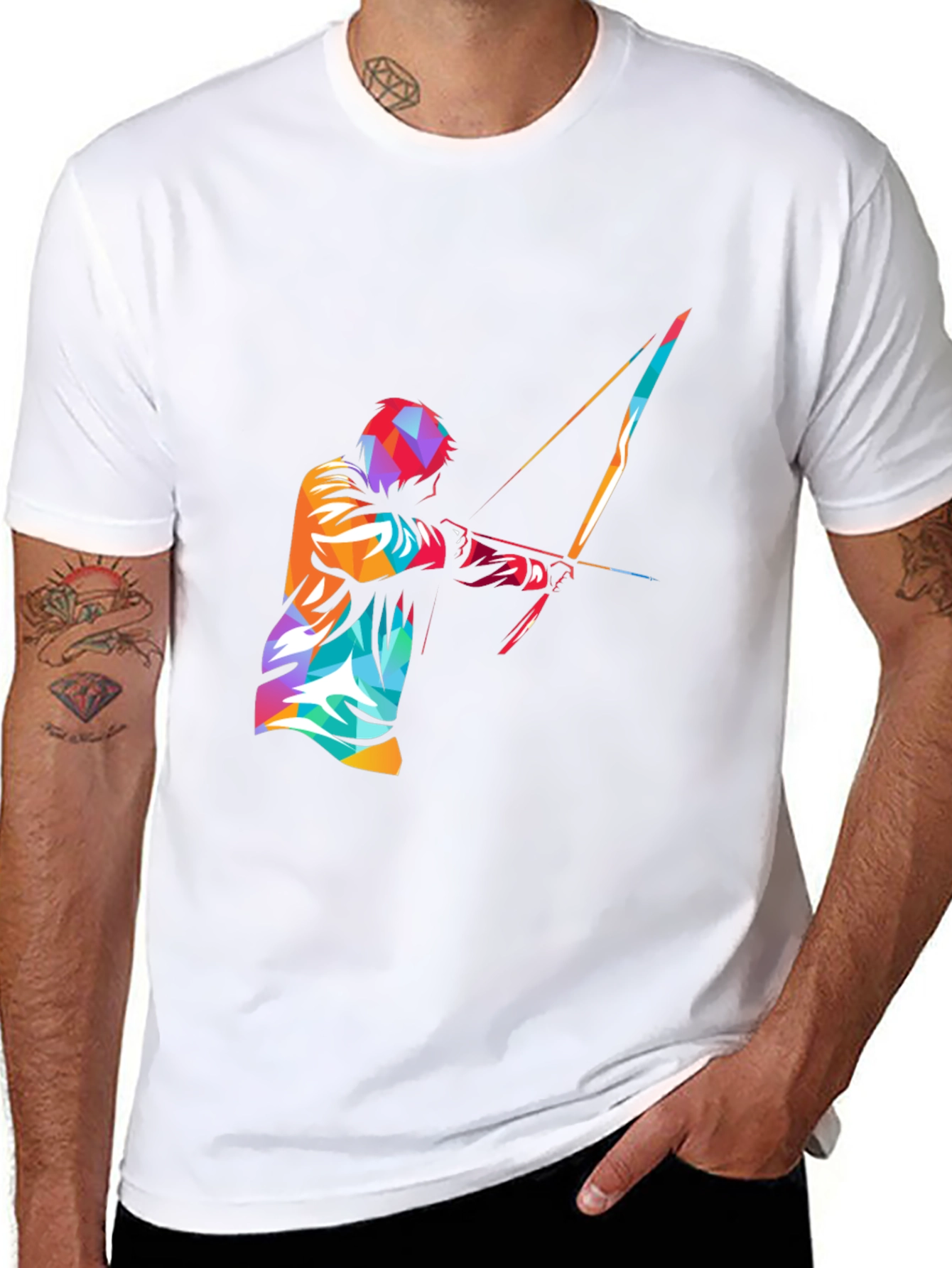 Mens Black Graphic Tee - Archery Design