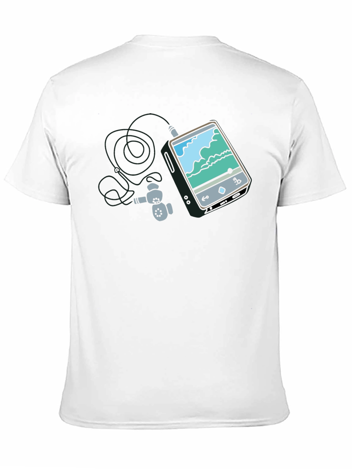 Mens Black Graphic Tee - MP3 Player Design