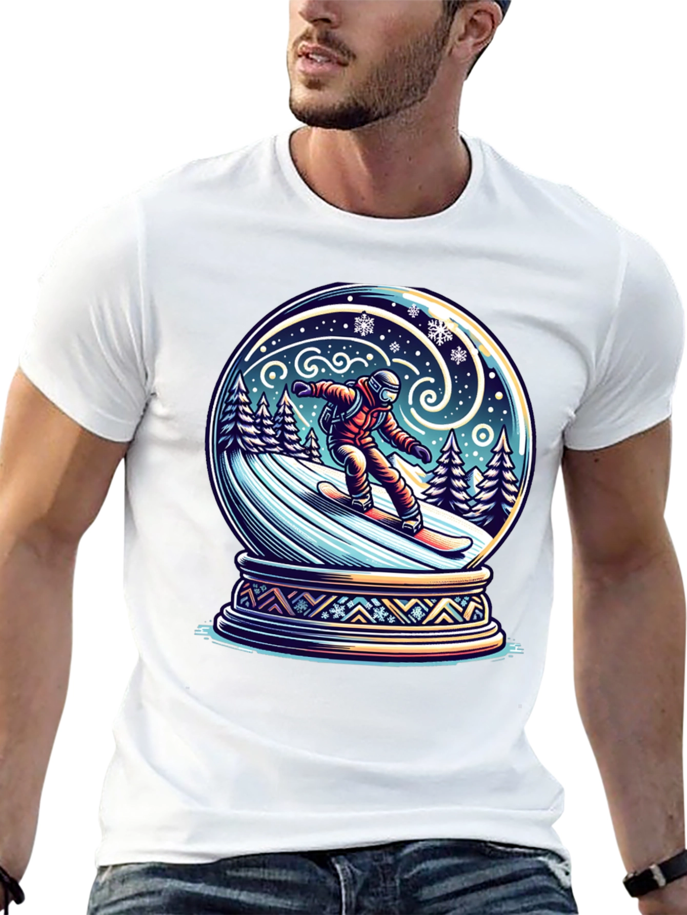 Snow Globe Snowboarder Graphic Tee