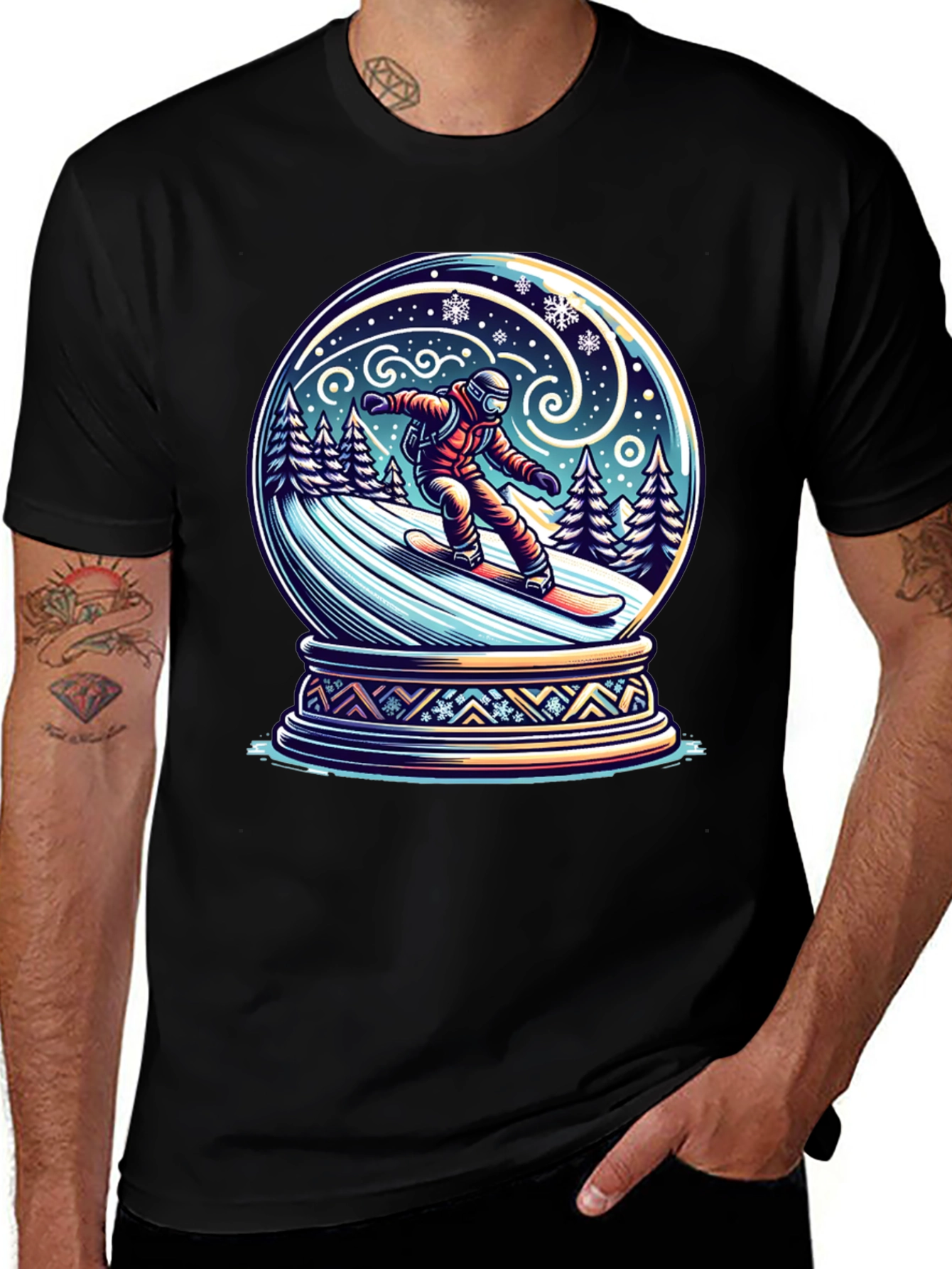 Snow Globe Snowboarder Graphic Tee