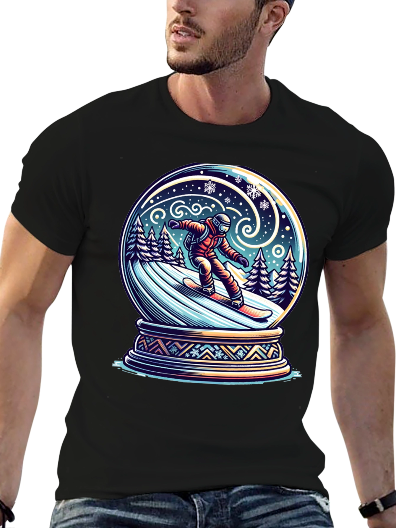 Snow Globe Snowboarder Graphic Tee