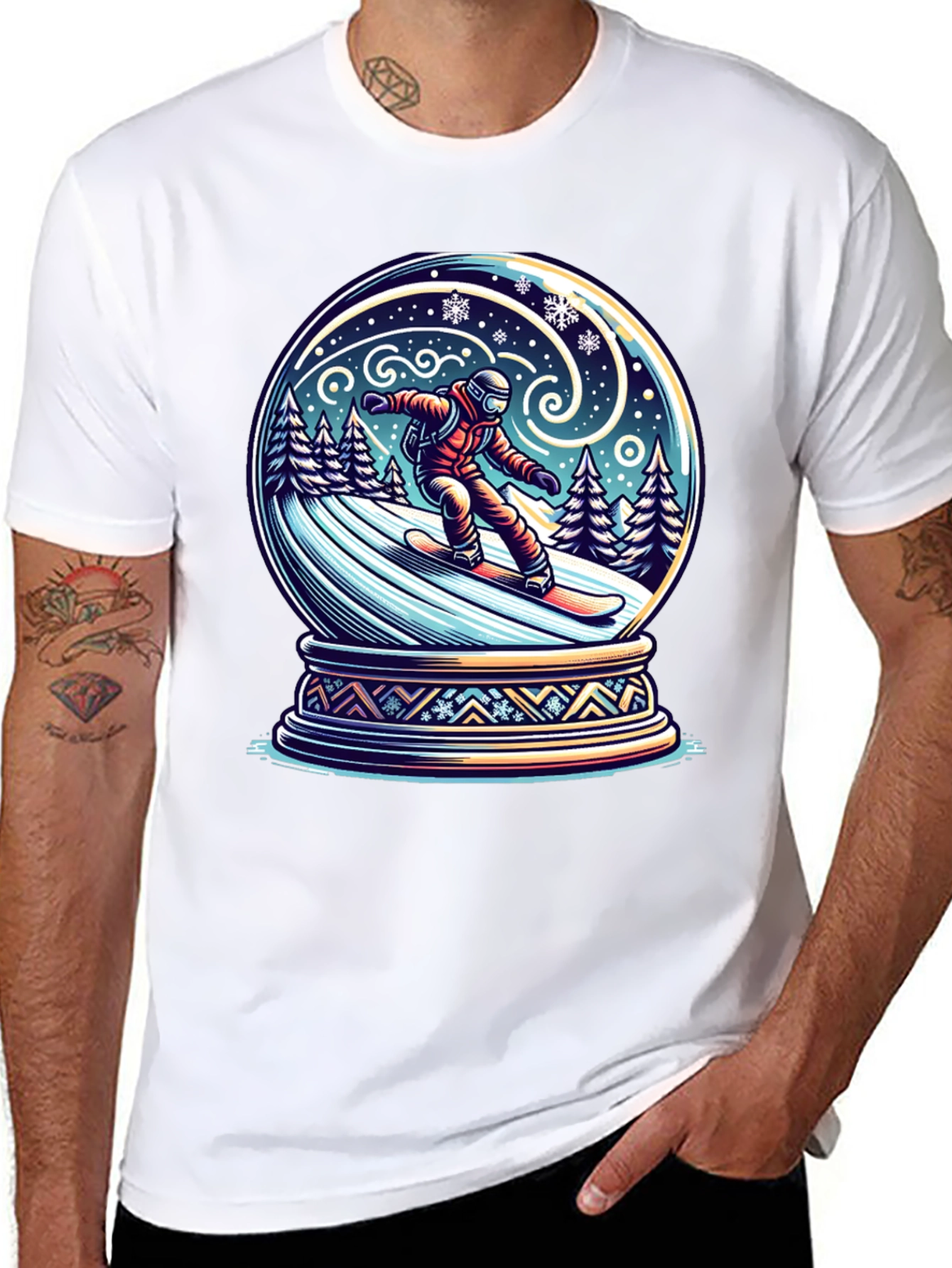 Snow Globe Snowboarder Graphic Tee