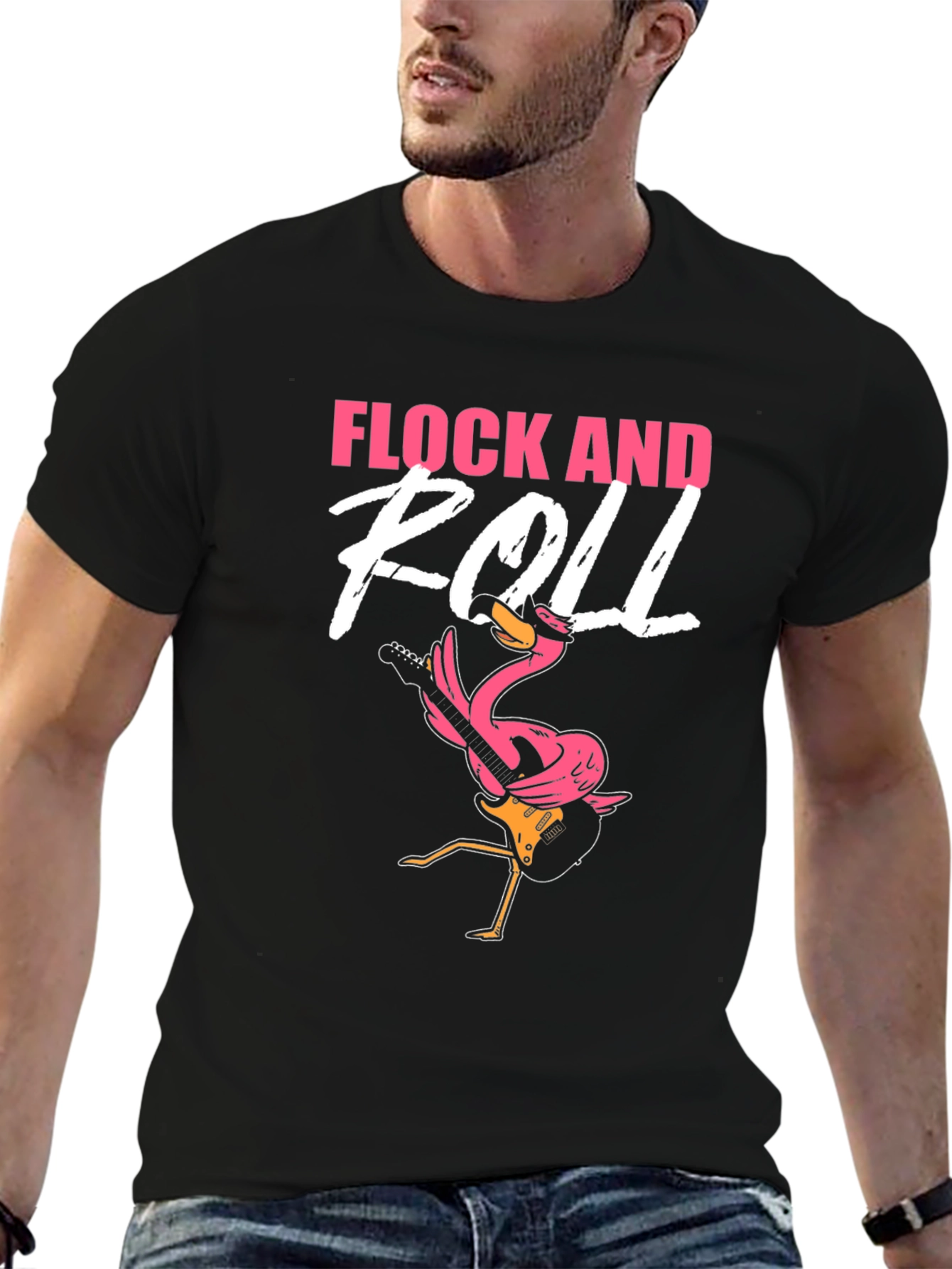 Flock and Roll Graphic Tee - Rocker Flamingo T-Shirt