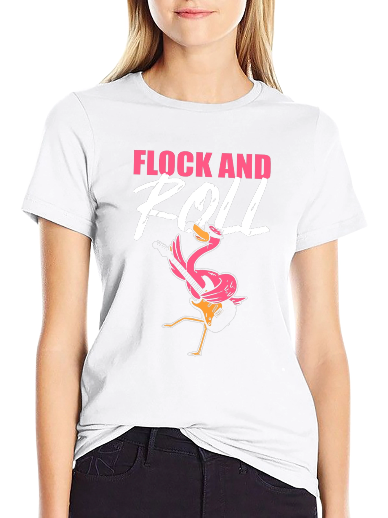 Flock and Roll Graphic Tee - Rocker Flamingo T-Shirt