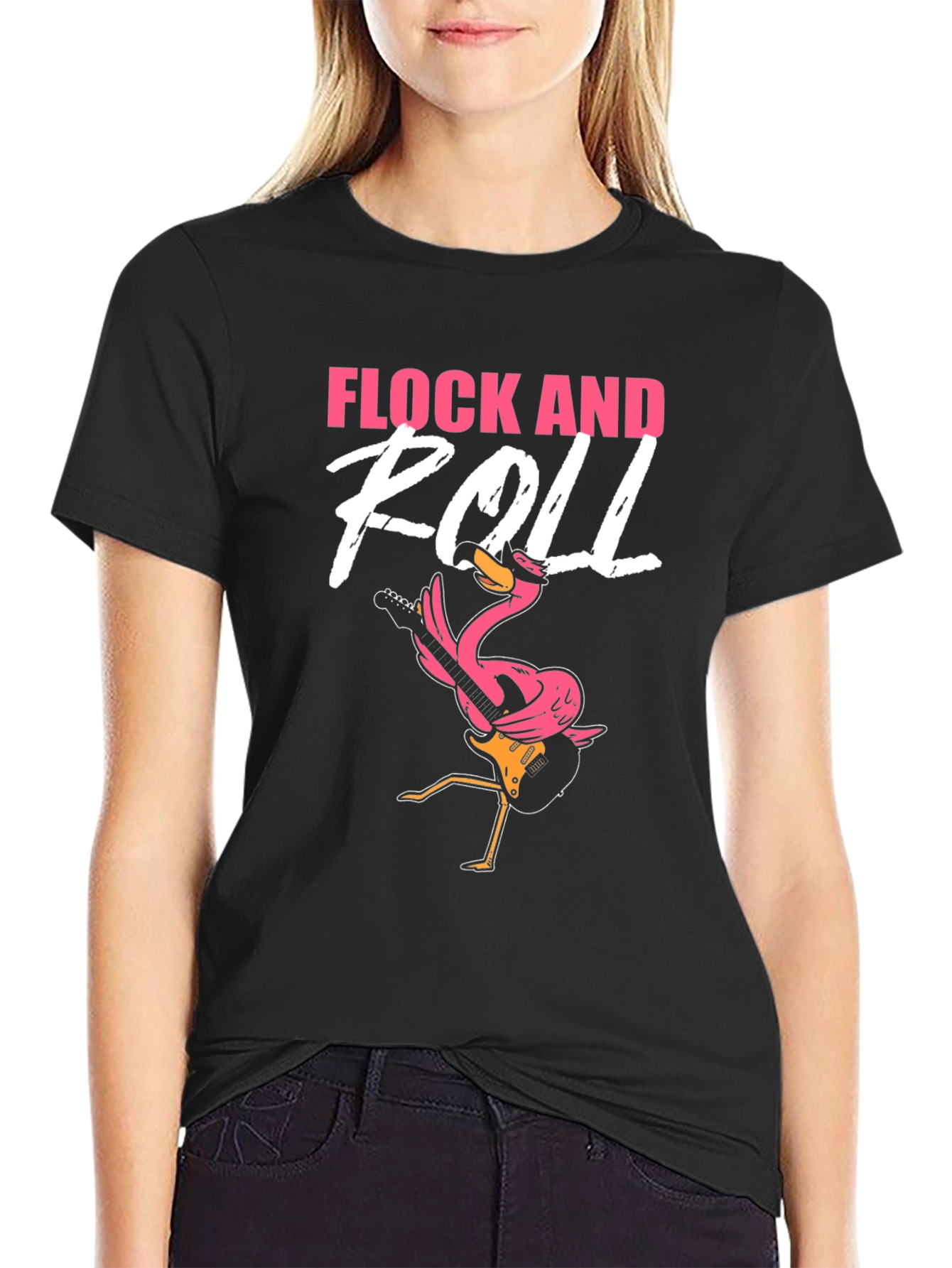 Flock and Roll Graphic Tee - Rocker Flamingo T-Shirt