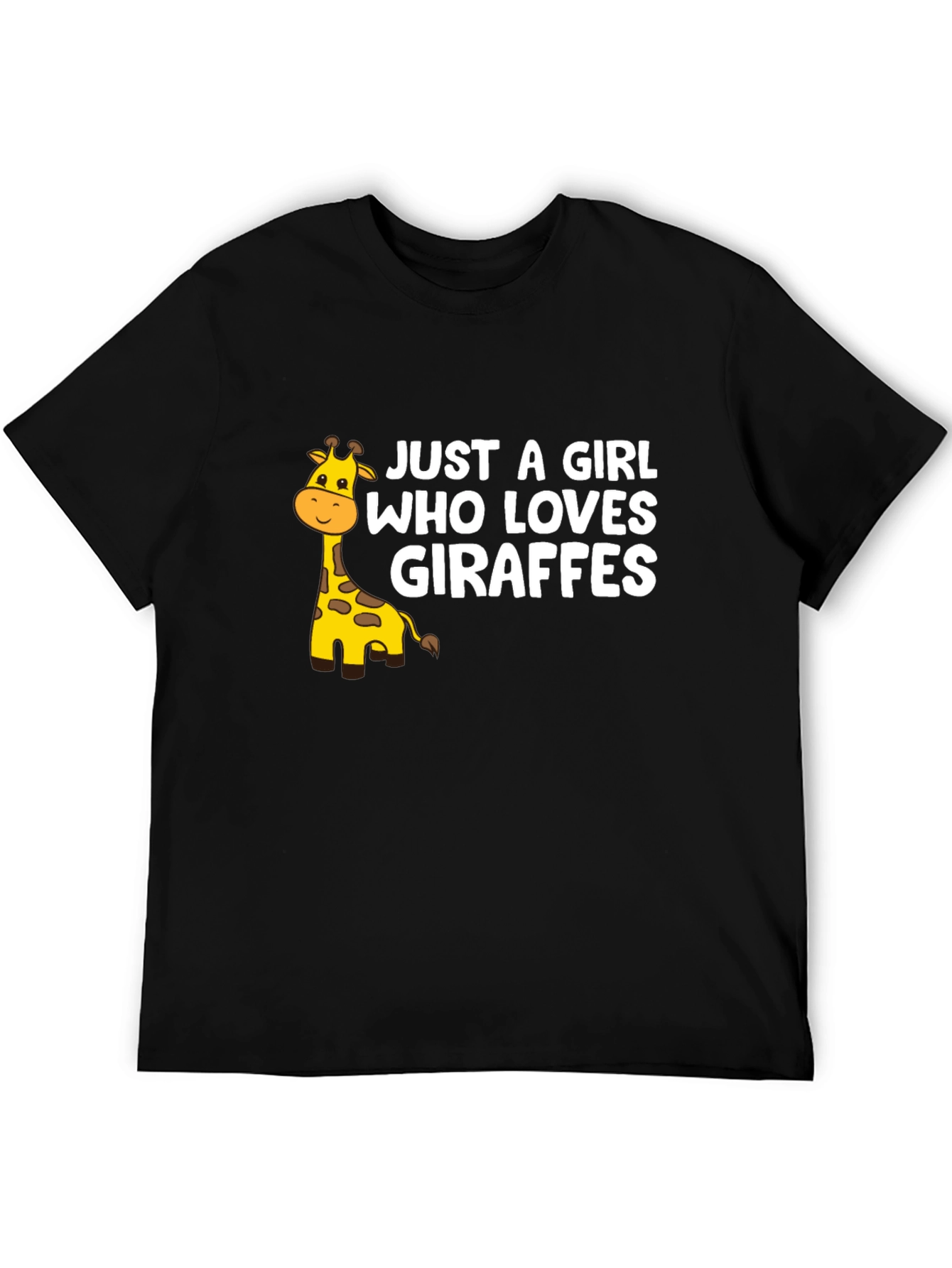 Just a Girl Who Loves Giraffes Black Graphic Tee