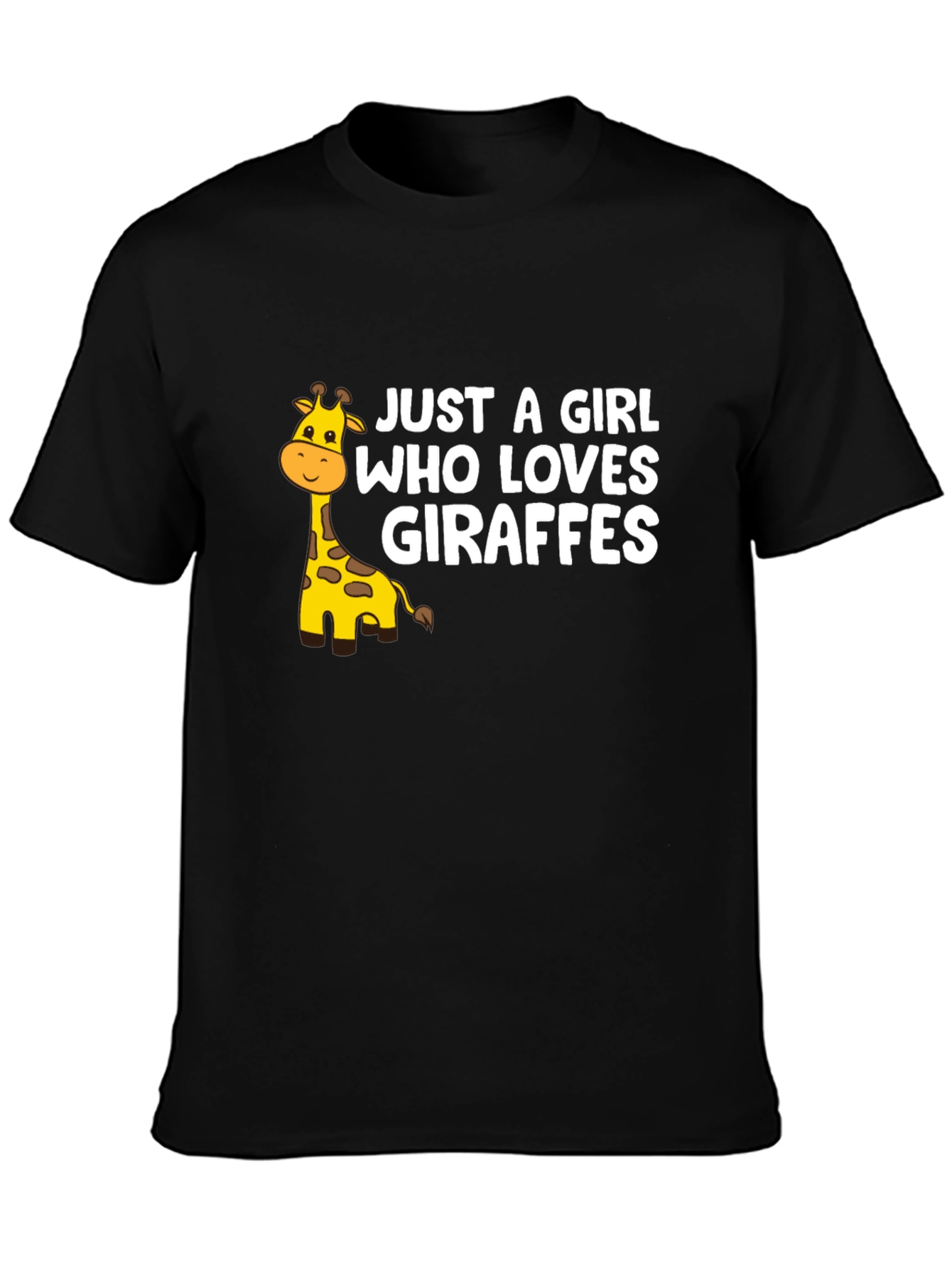Just a Girl Who Loves Giraffes Black Graphic Tee
