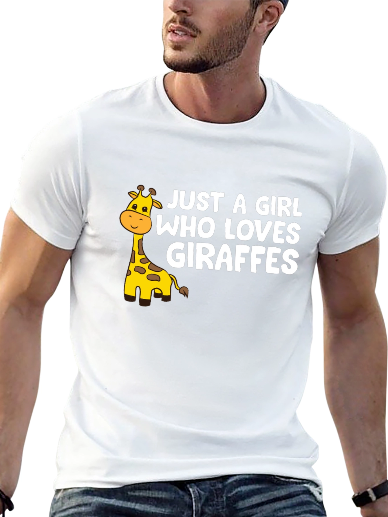 Just a Girl Who Loves Giraffes Black Graphic Tee