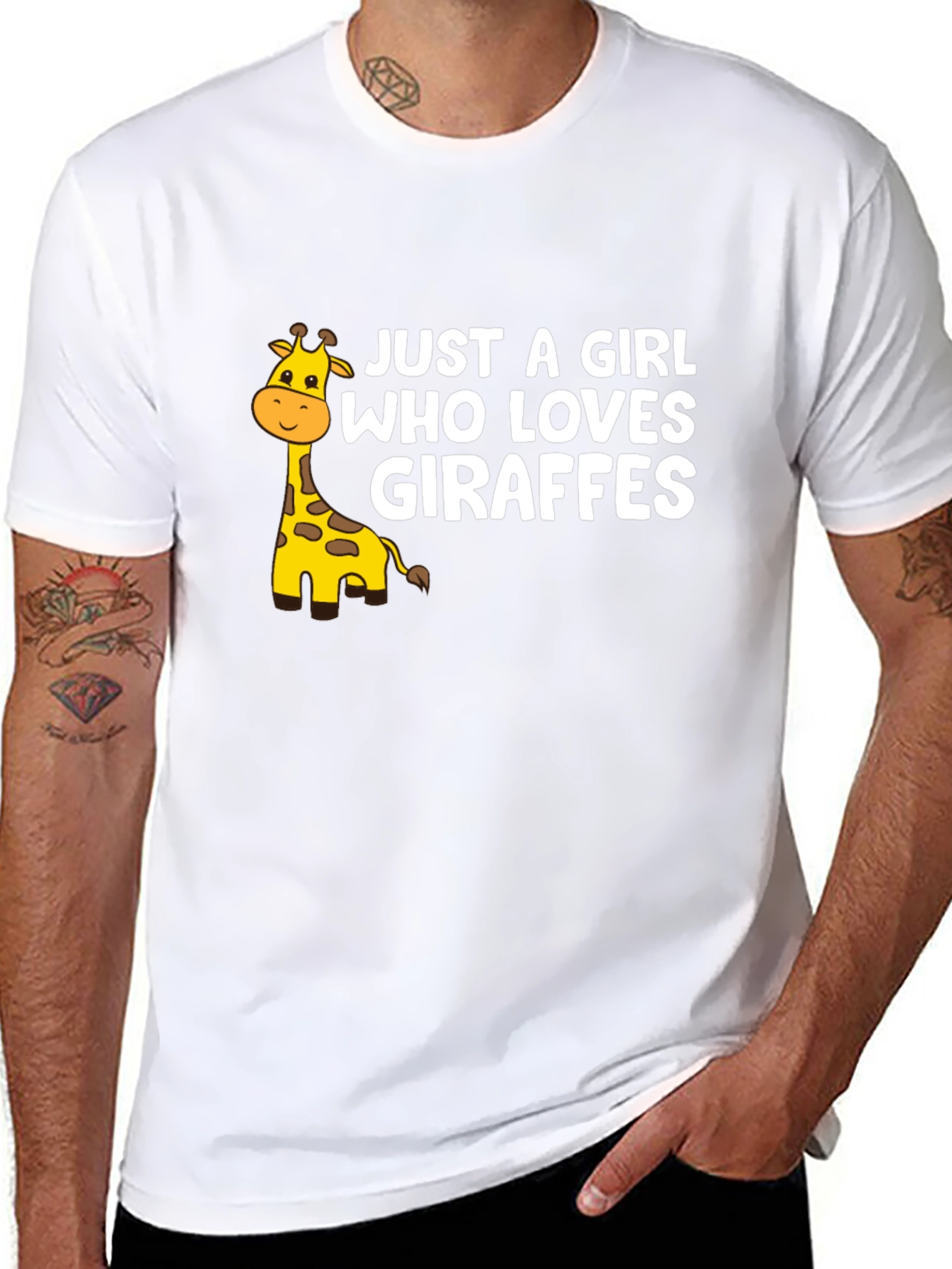 Just a Girl Who Loves Giraffes Black Graphic Tee