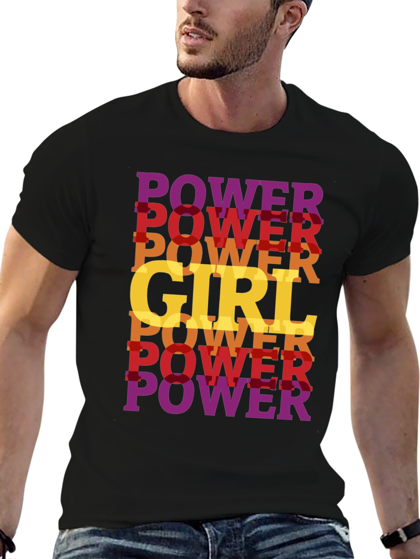 Power Girl T-Shirt Black Cotton Empowering Design