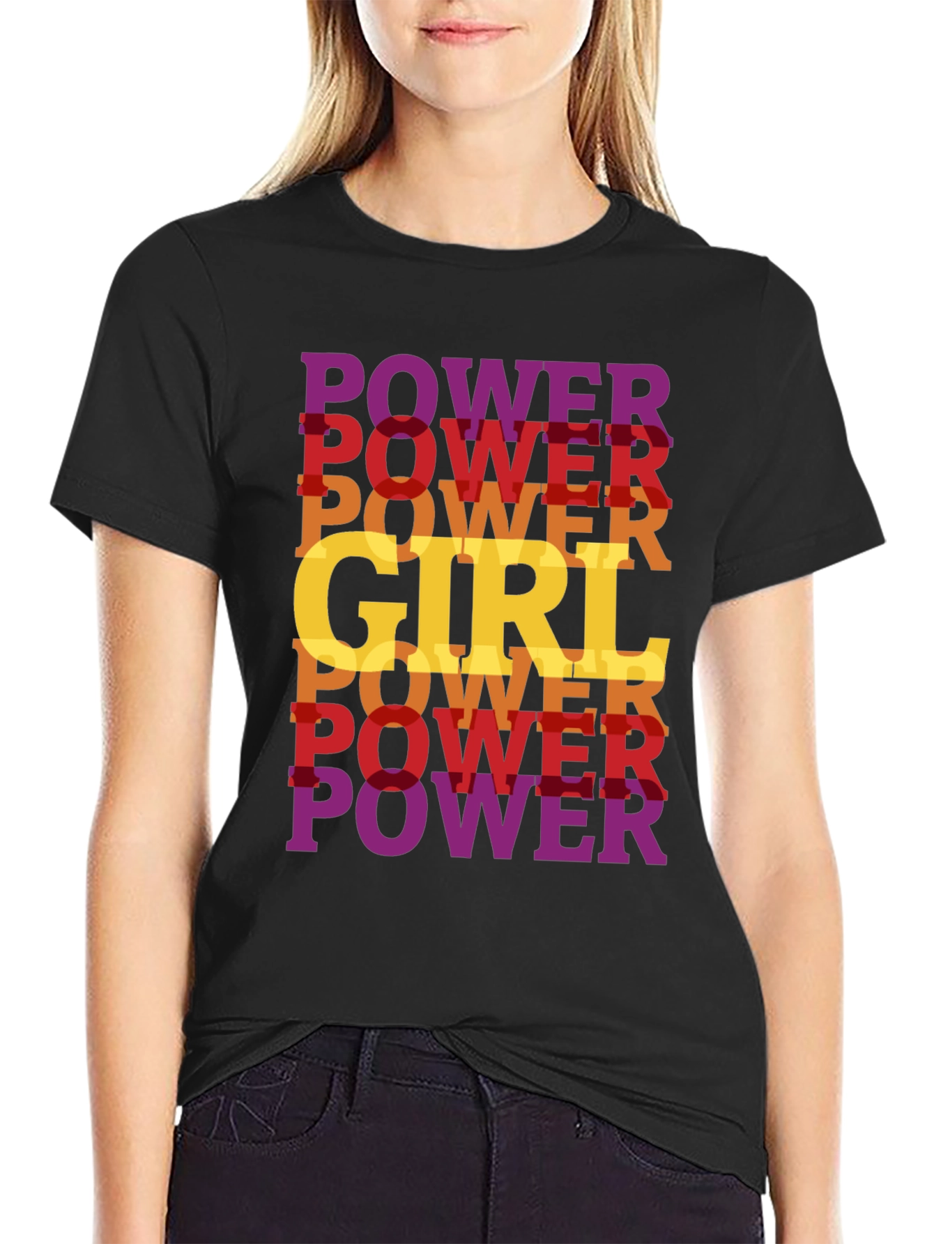 Power Girl T-Shirt Black Cotton Empowering Design