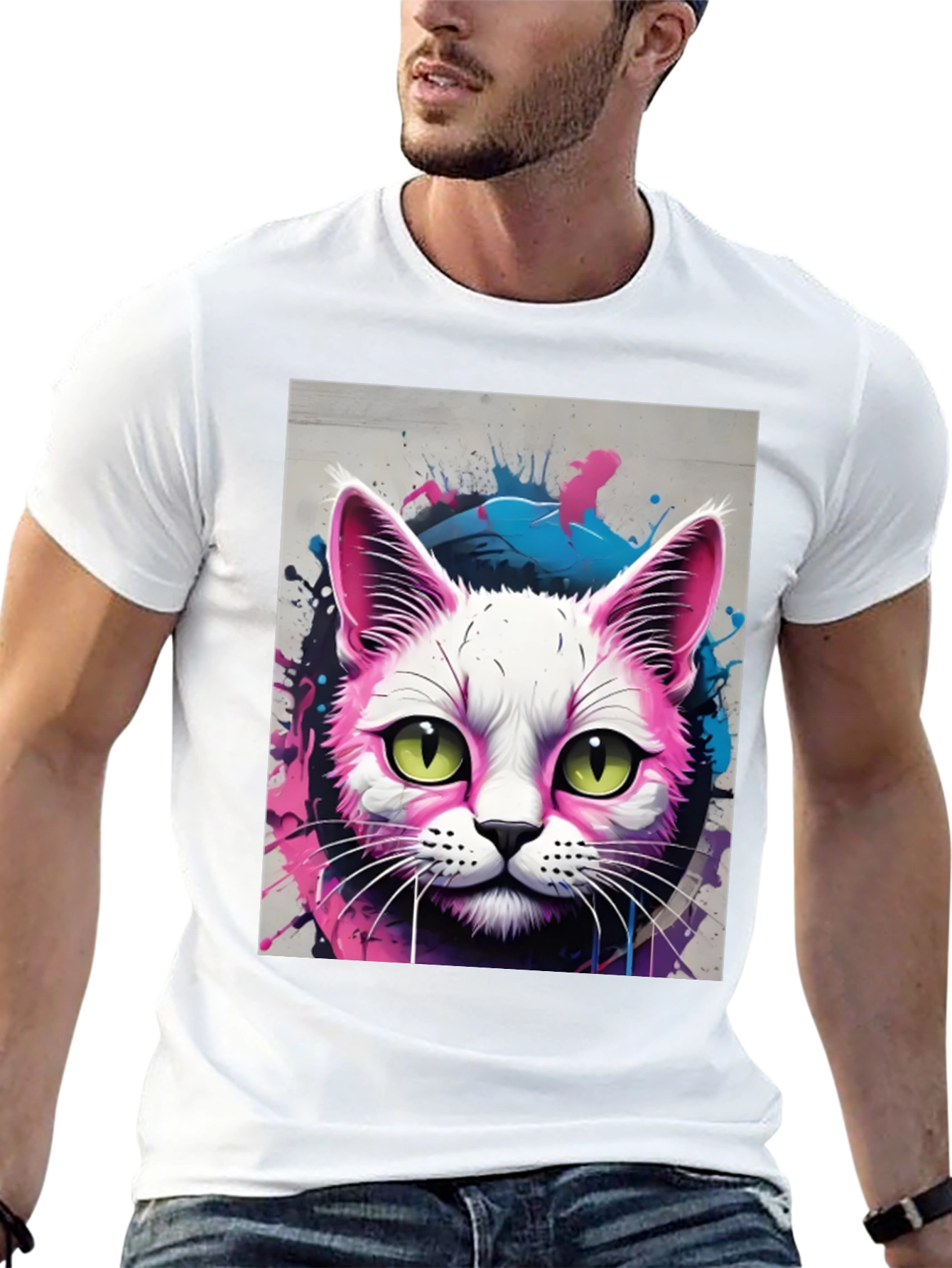 Neon Cat Graphic Tee - Unique Style