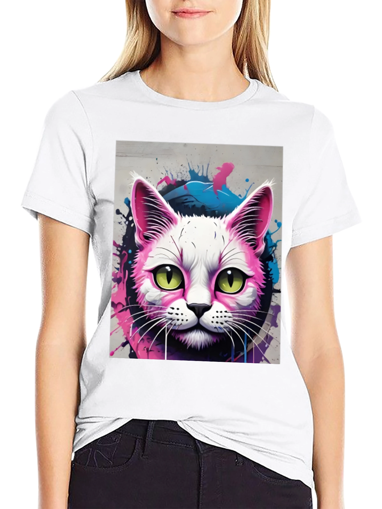 Neon Cat Graphic Tee - Unique Style