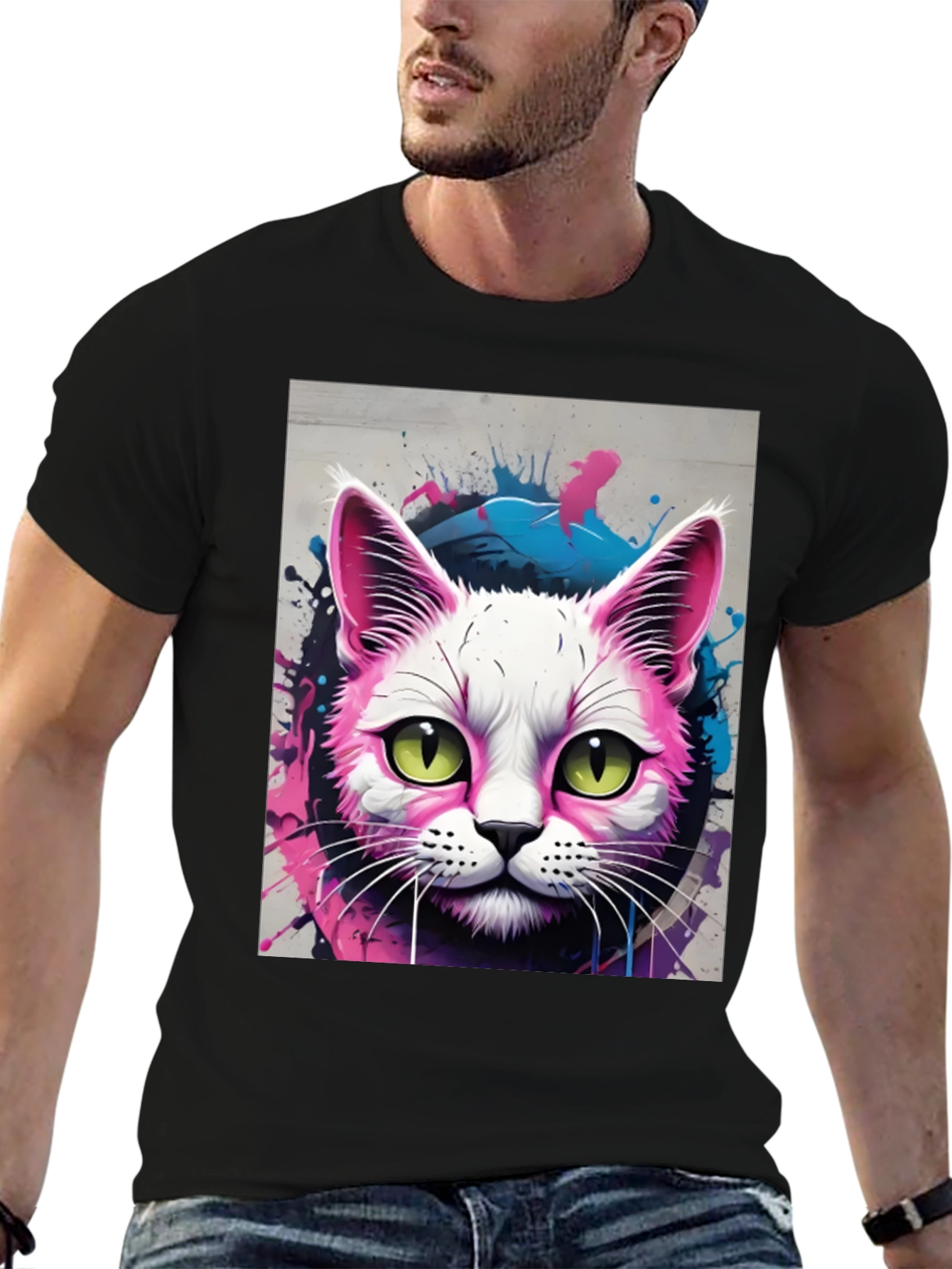 Neon Cat Graphic Tee - Unique Style