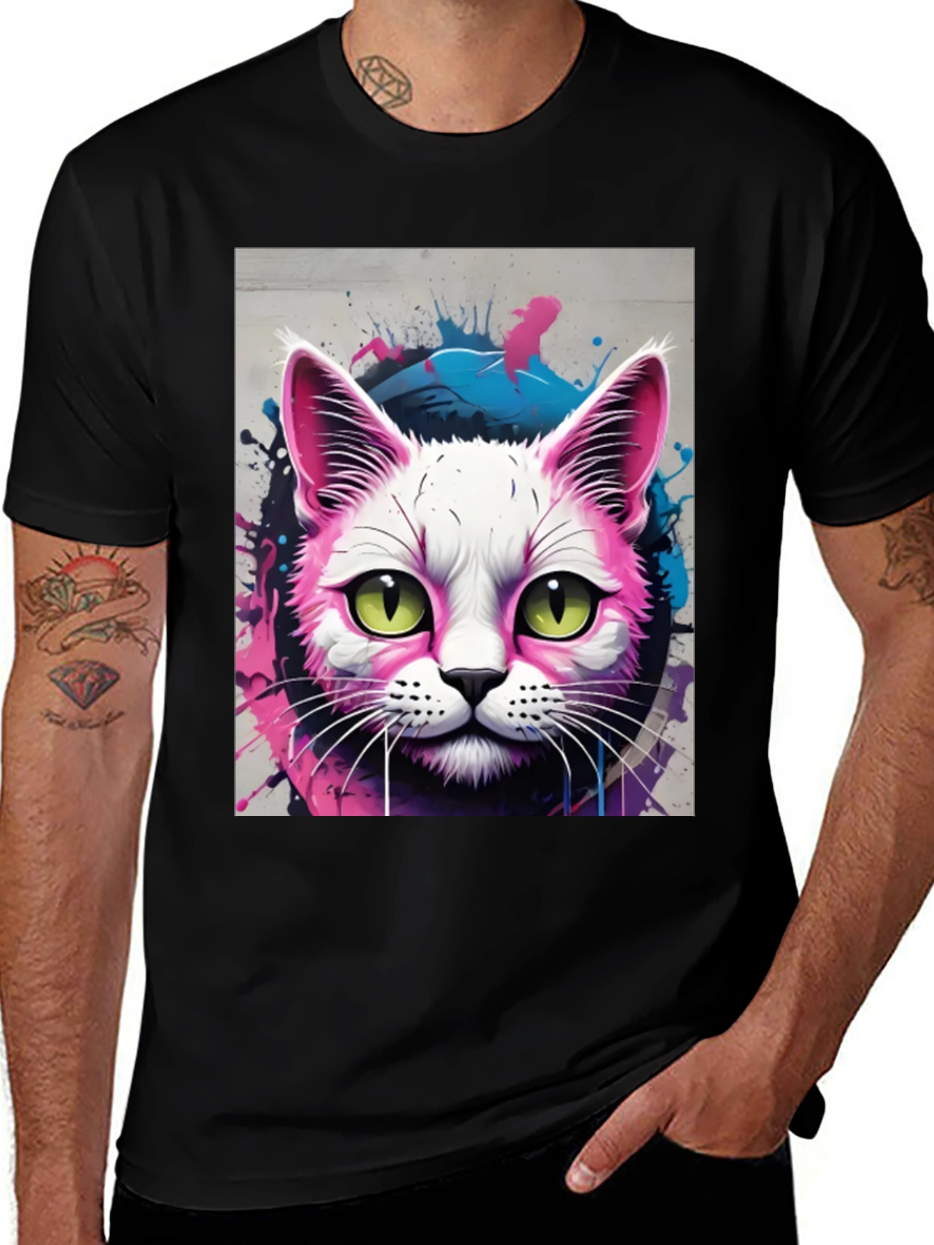 Neon Cat Graphic Tee - Unique Style
