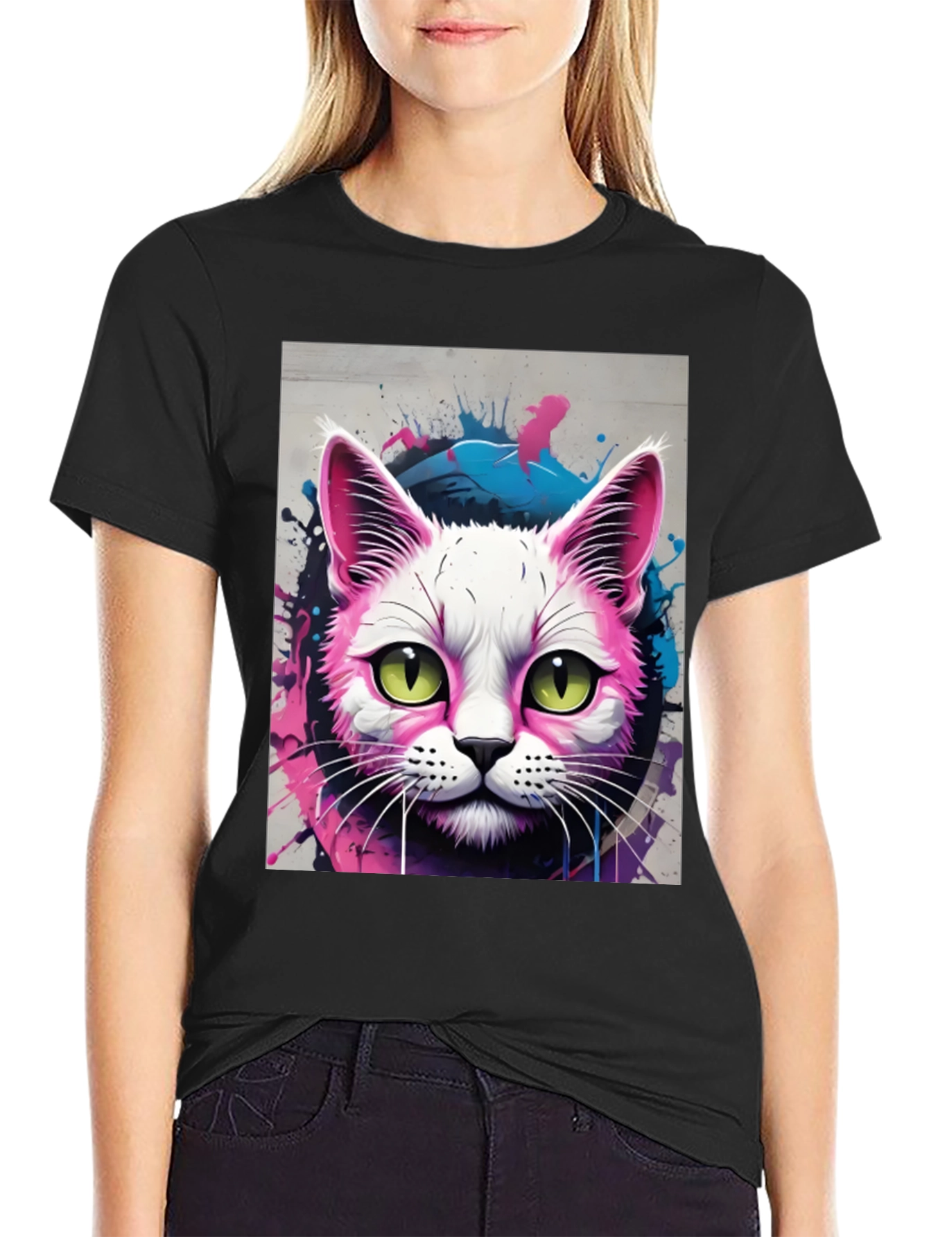 Neon Cat Graphic Tee - Unique Style