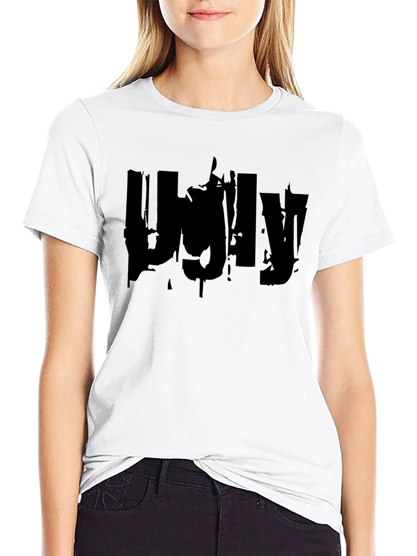 Ugly Graphic Print Black T-Shirt