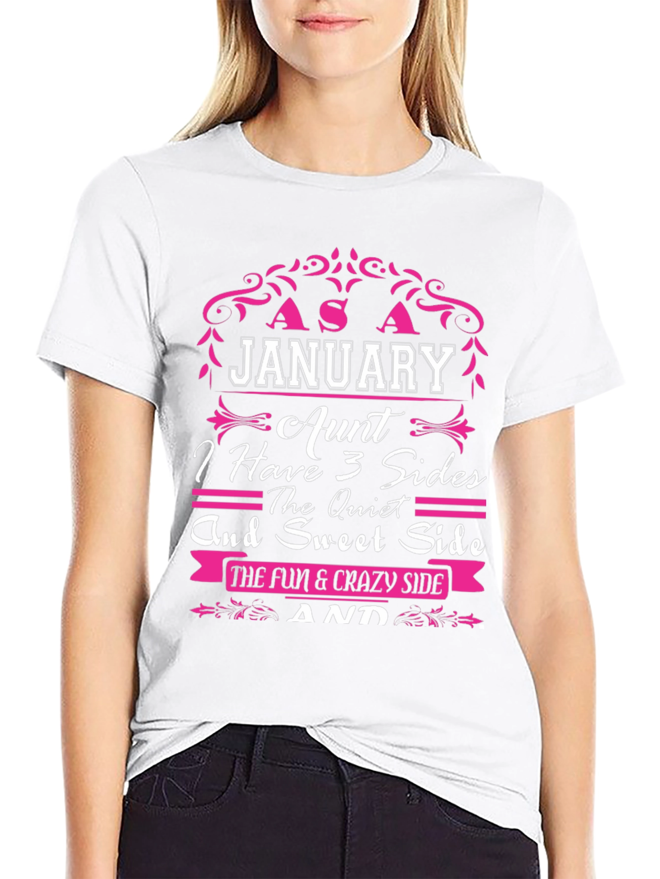 January Aunt T-Shirt - 3 Sides Funny Graphic Tee