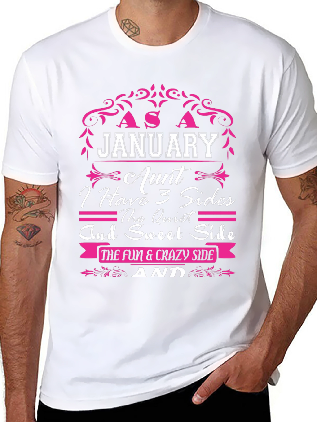 January Aunt T-Shirt - 3 Sides Funny Graphic Tee