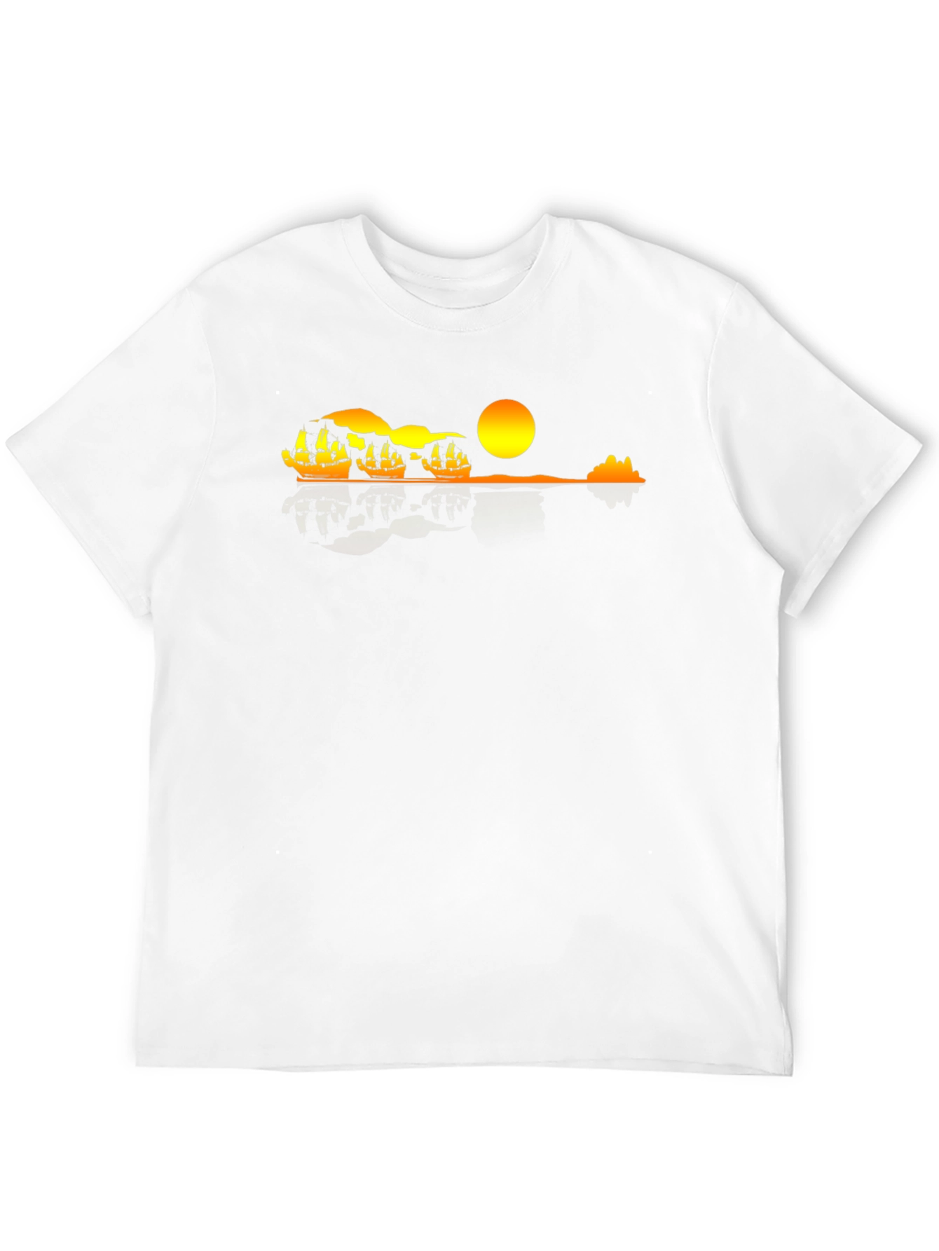 Sunset Ship Graphic Tee - Black Cotton Comfort