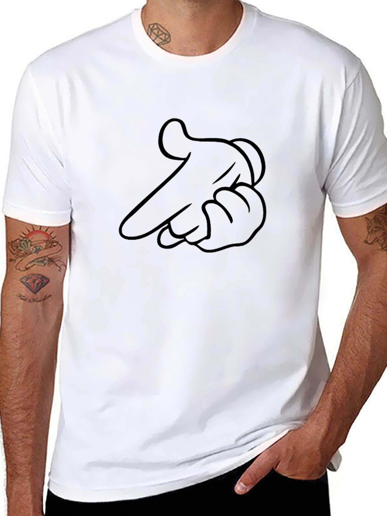 Pointing Finger Graphic Black T-Shirt