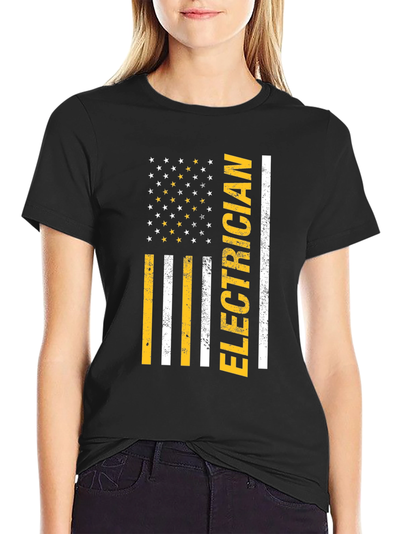 Electrician American Flag Graphic T-Shirt