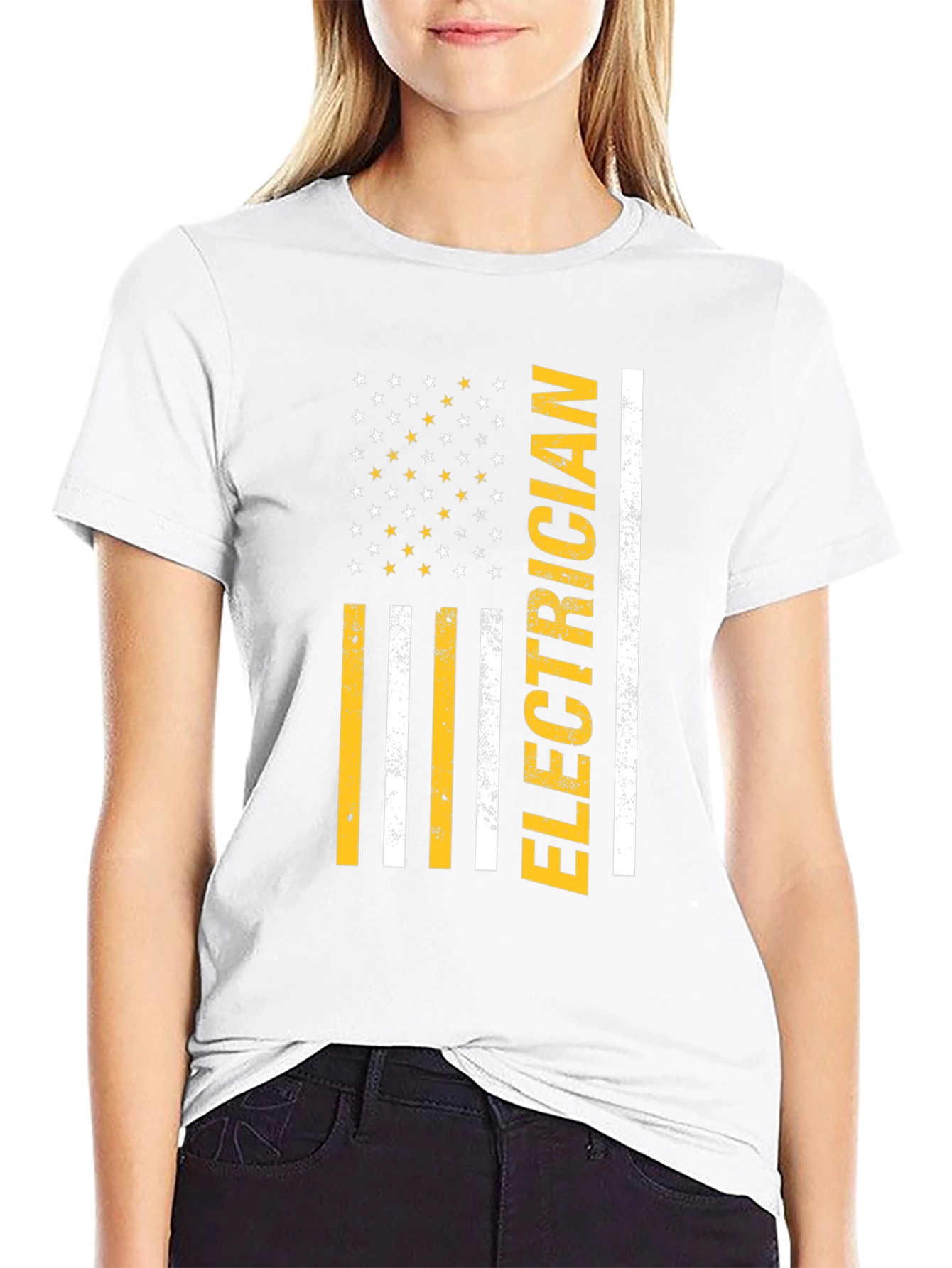 Electrician American Flag Graphic T-Shirt