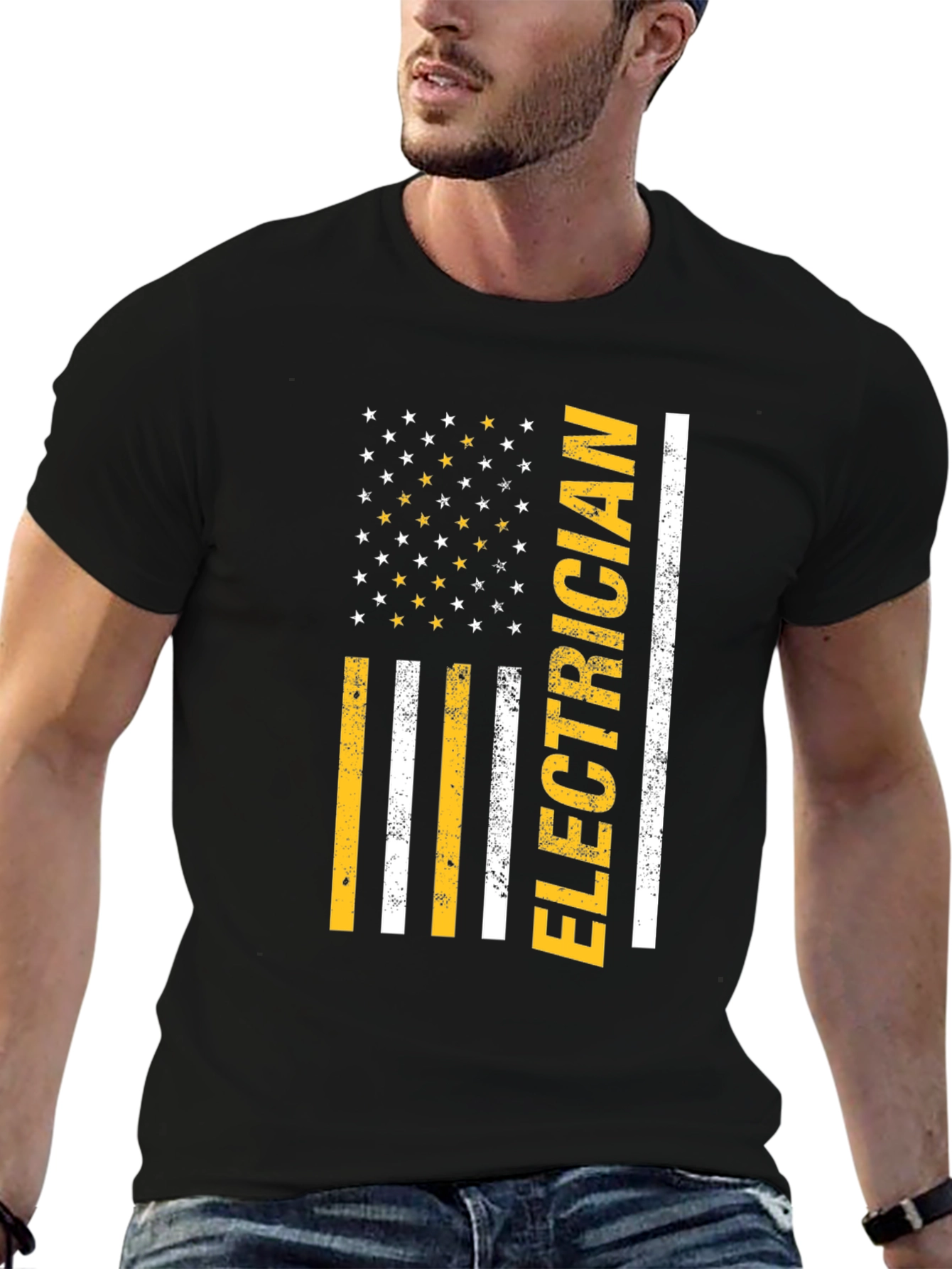 Electrician American Flag Graphic T-Shirt