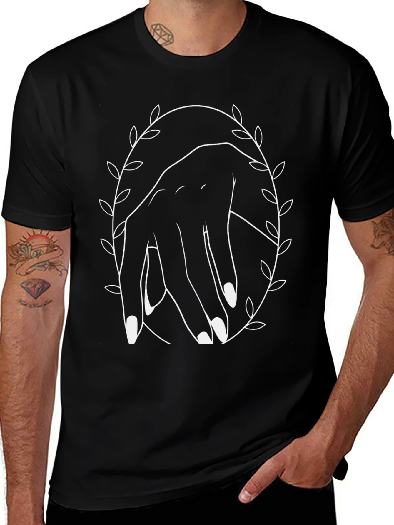 Minimalist Hand Graphic Tee - Black