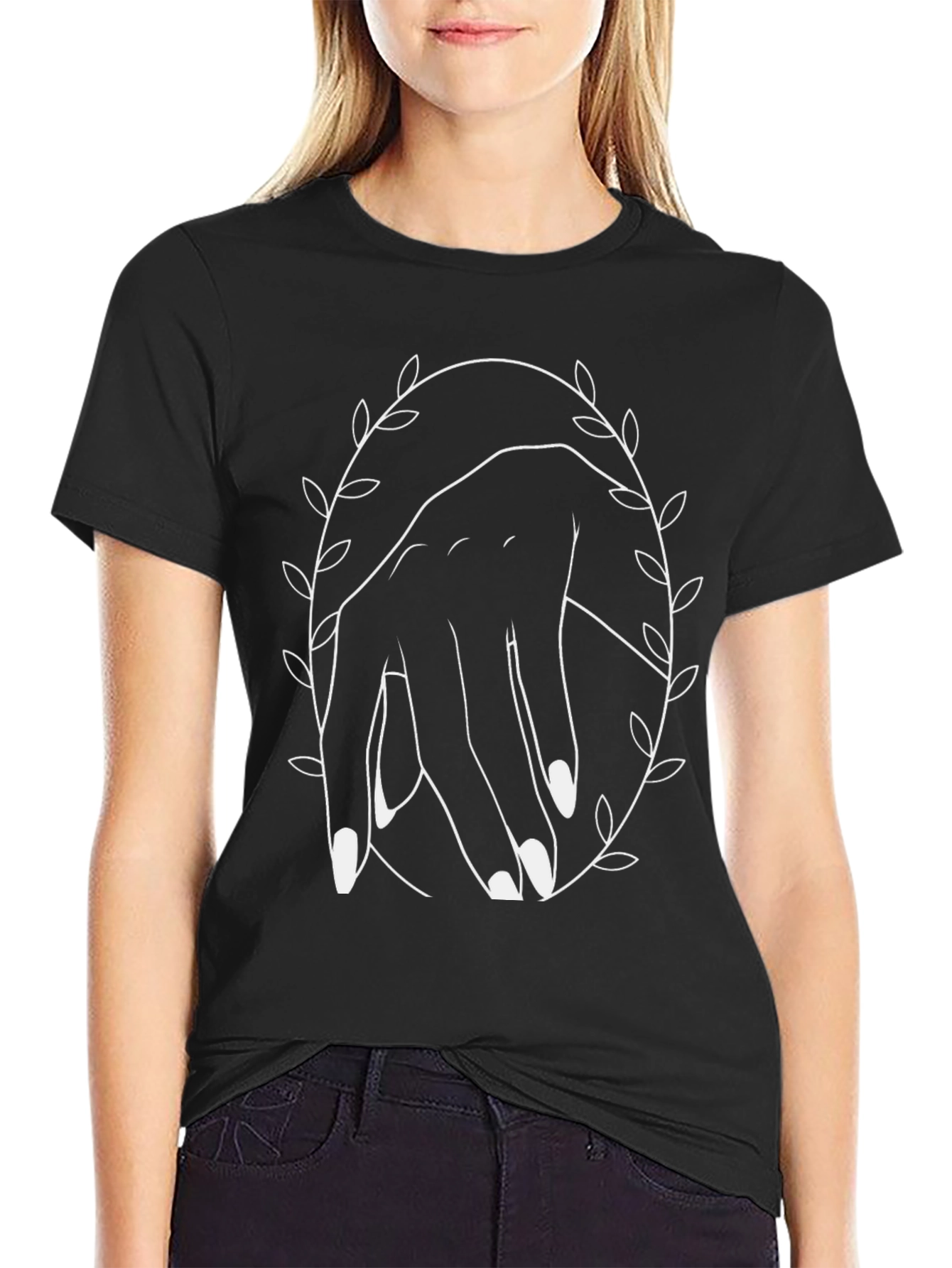 Minimalist Hand Graphic Tee - Black