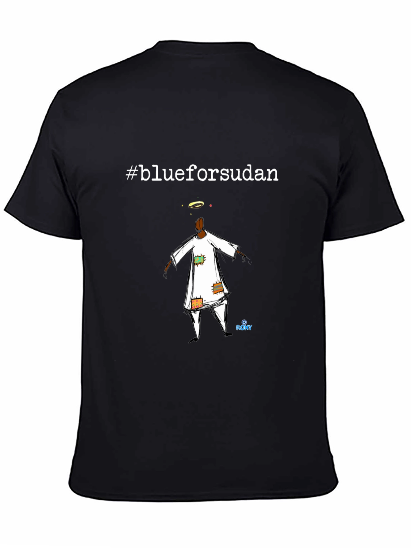 #blueforsudan Graphic T-Shirt - Unisex Black Tee