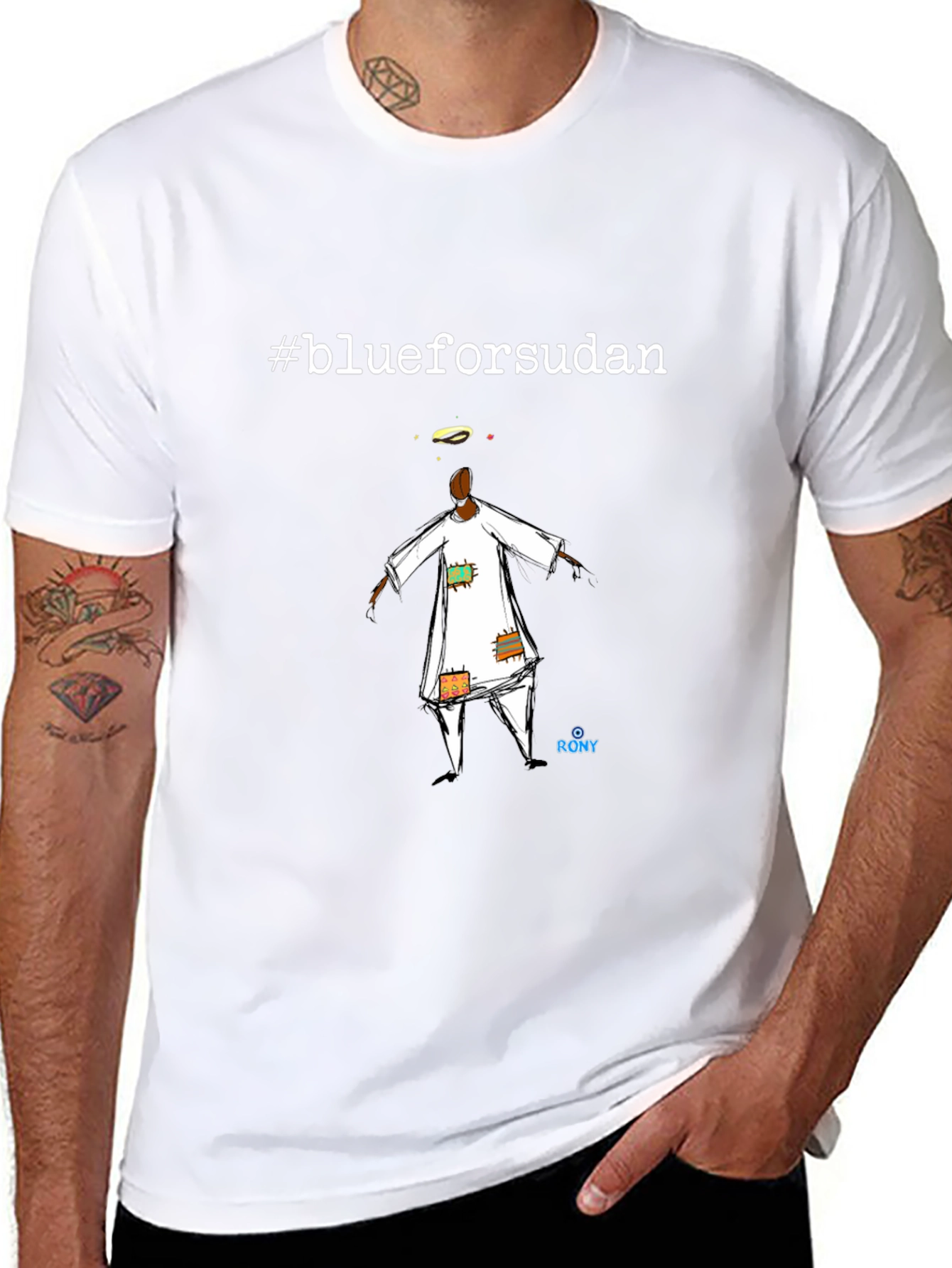 #blueforsudan Graphic T-Shirt - Unisex Black Tee
