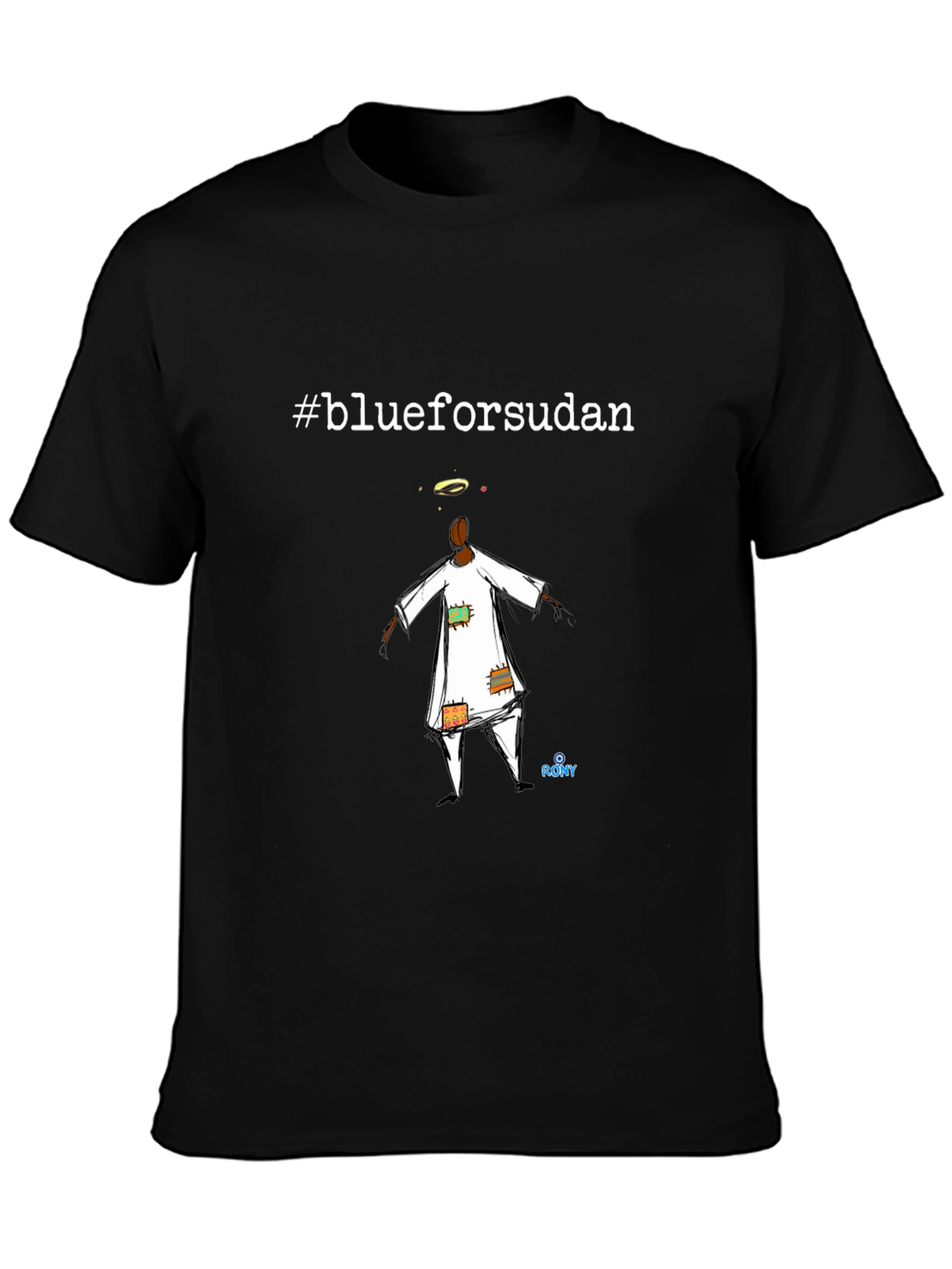 #blueforsudan Graphic T-Shirt - Unisex Black Tee