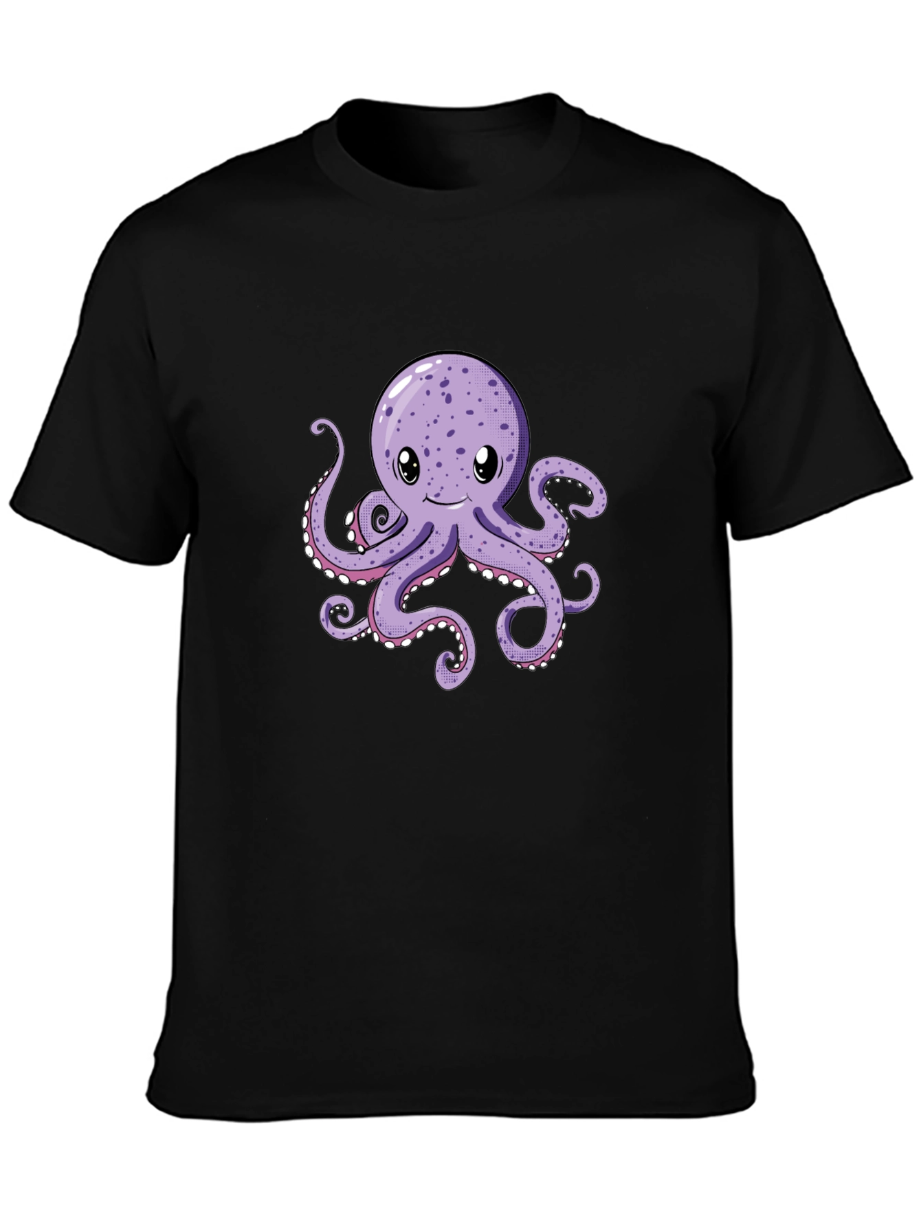 Cute Octopus Graphic Tee - Black Cotton Comfort