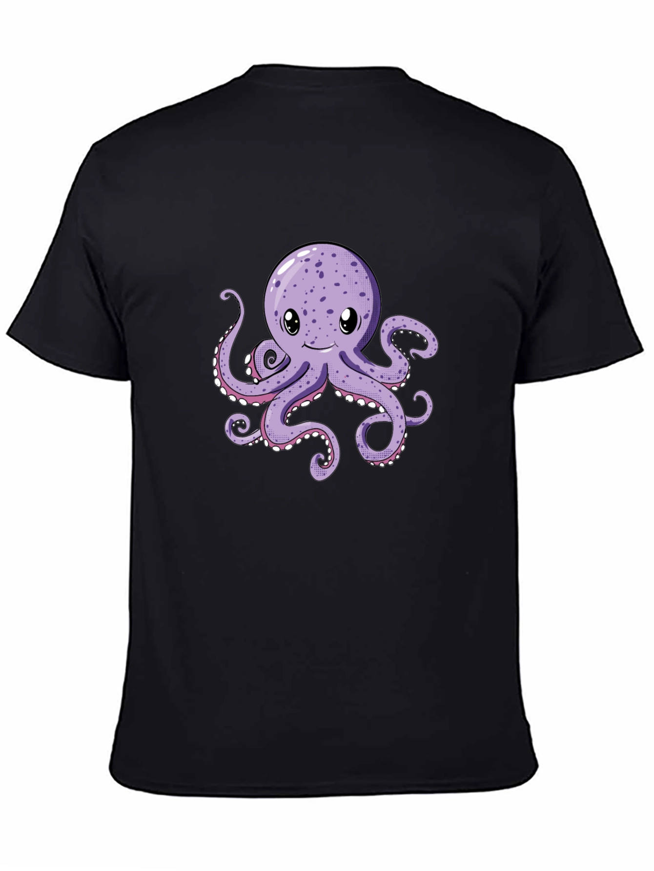 Cute Octopus Graphic Tee - Black Cotton Comfort