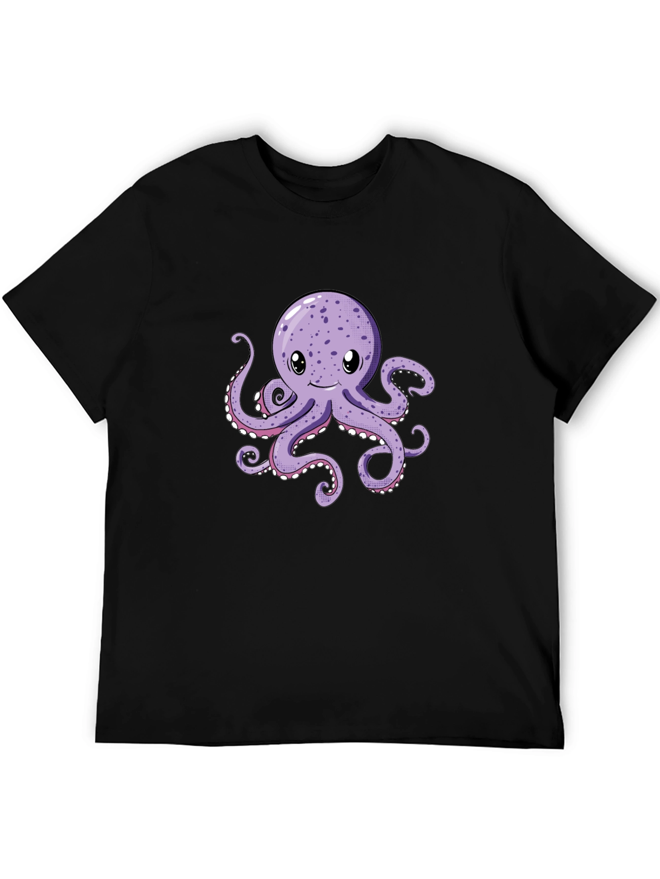 Cute Octopus Graphic Tee - Black Cotton Comfort